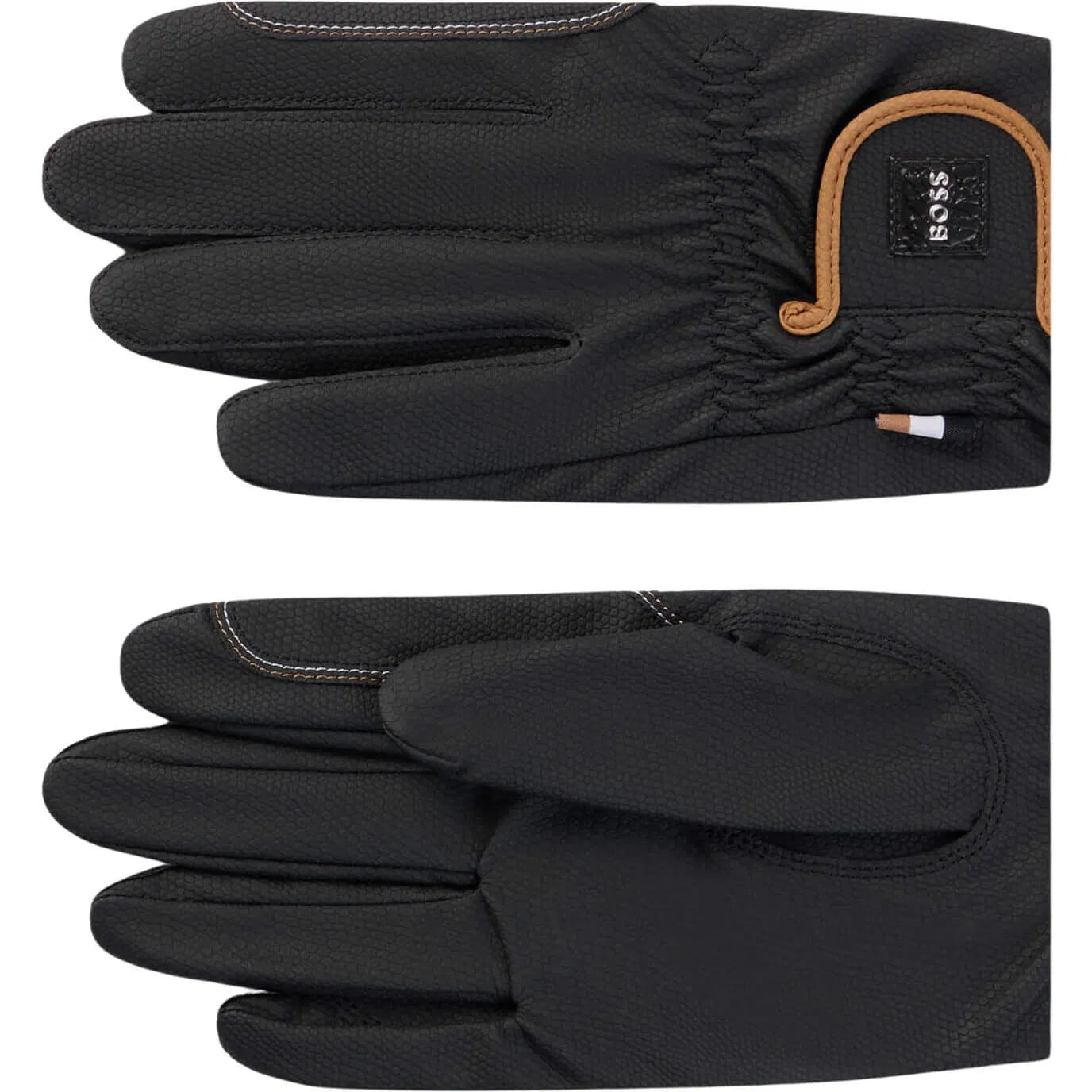 Stretch Leather Gloves Black/Camel Boss
