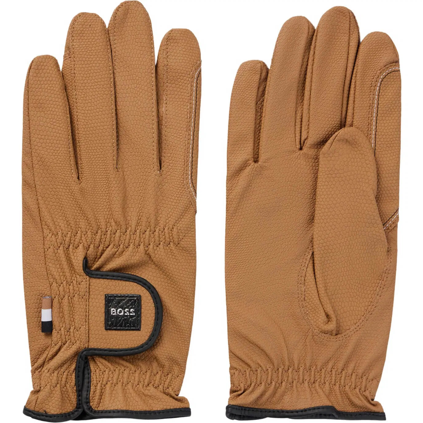 Stretch Leather Gloves Black/Camel Boss