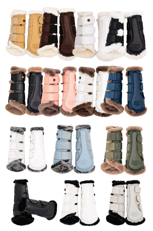 ミンクファー付きレザープロテクター 前後兼用  2本1組 マット  ロイヤルエクウストリアン