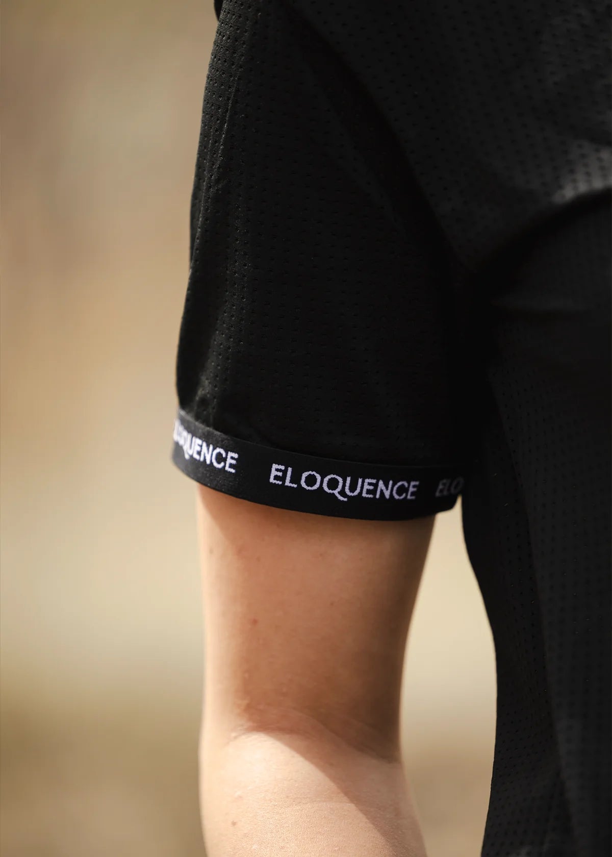 ドライメッシュ半袖Tシャツ レディース ブラック/ホワイト Eloquence Equestrian