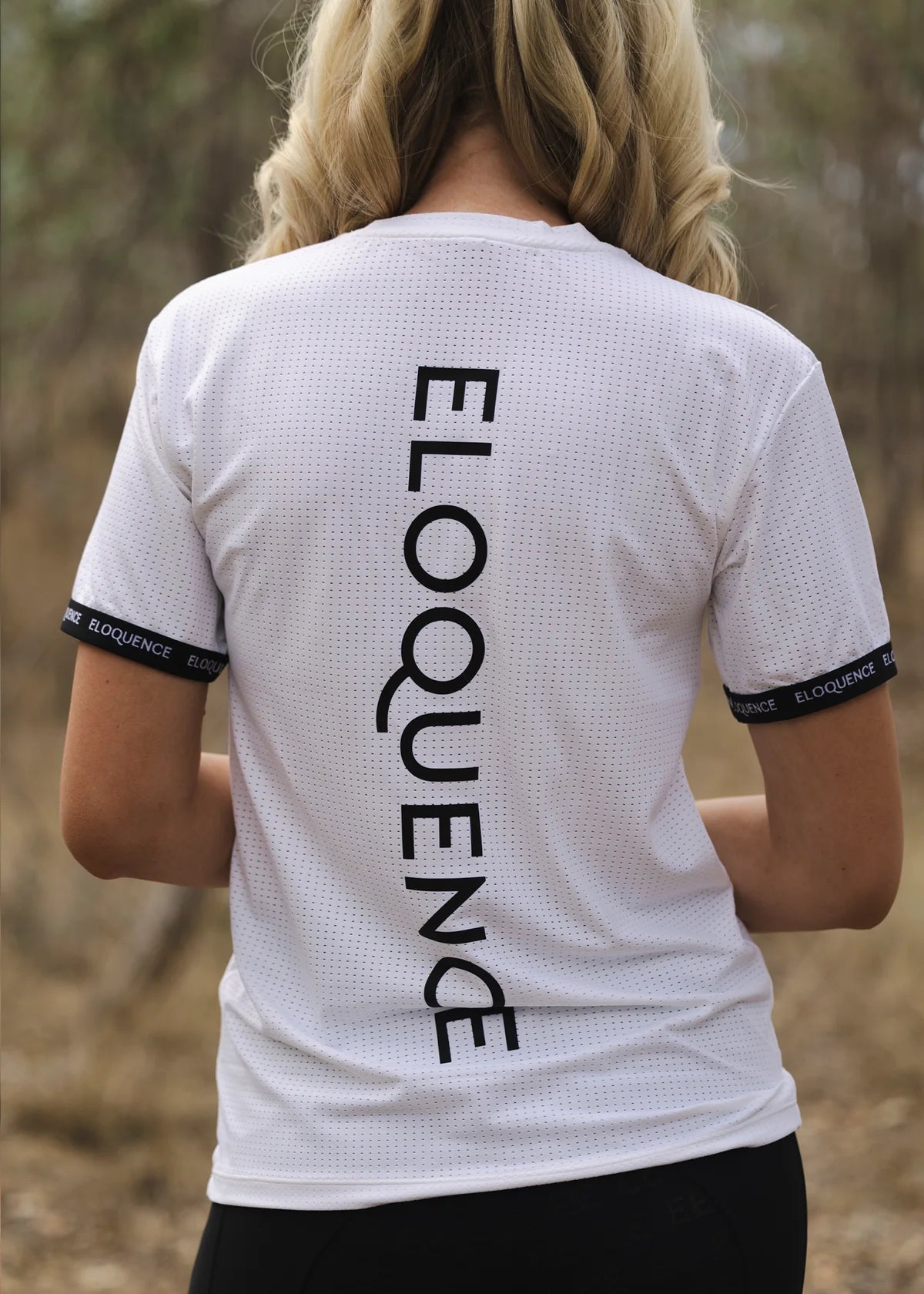 ドライメッシュ半袖Tシャツ レディース ブラック/ホワイト Eloquence Equestrian