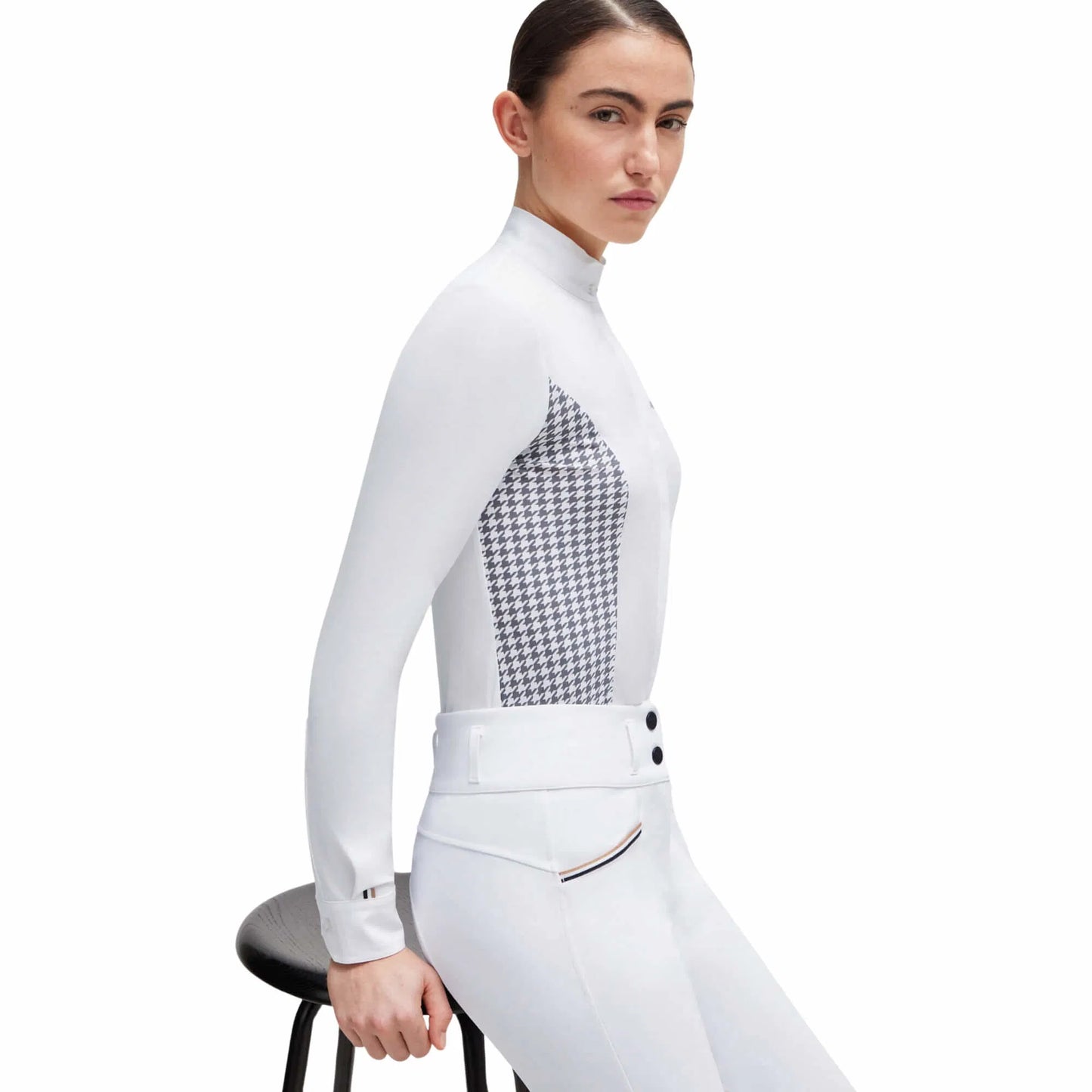 Power stretch competition shirt, long sleeve, houndstooth pattern, Boss