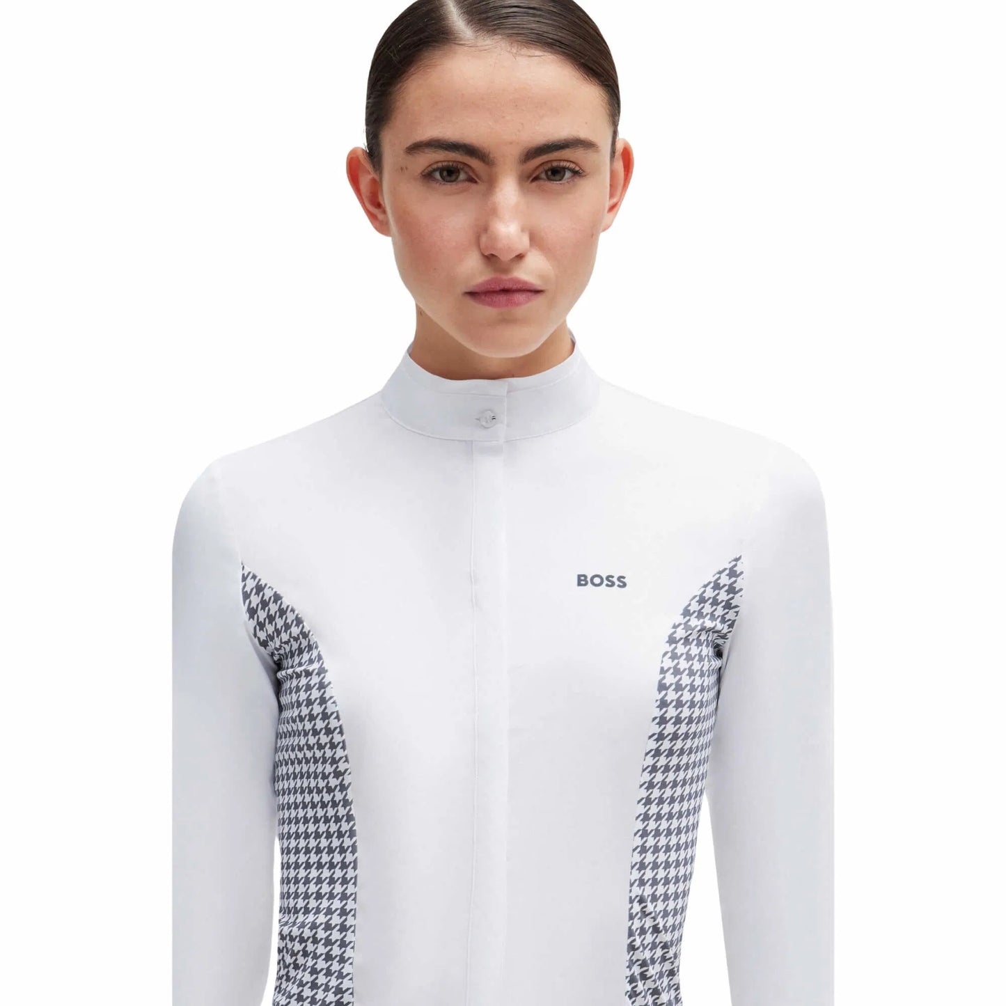 Power stretch competition shirt, long sleeve, houndstooth pattern, Boss