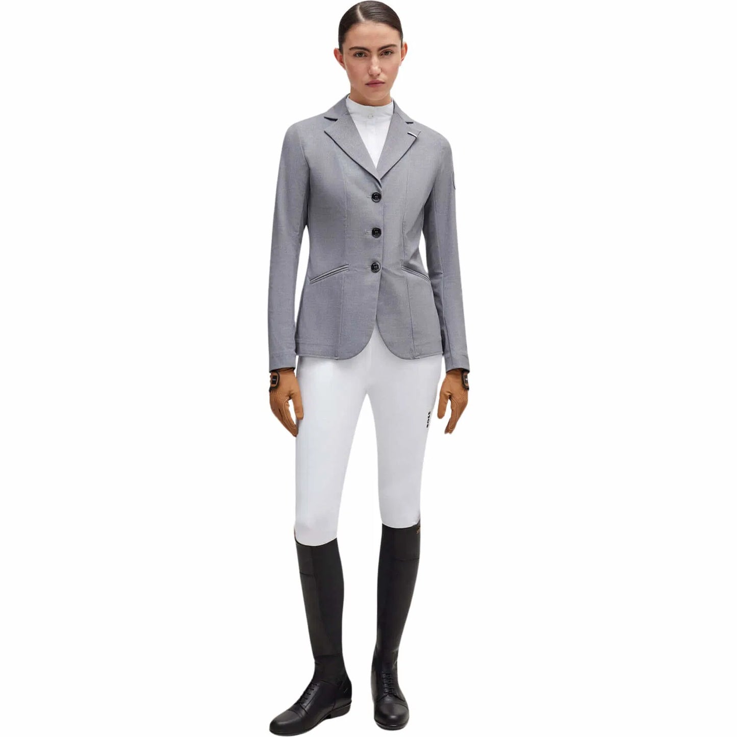 Power stretch competition shirt, long sleeve, houndstooth pattern, Boss