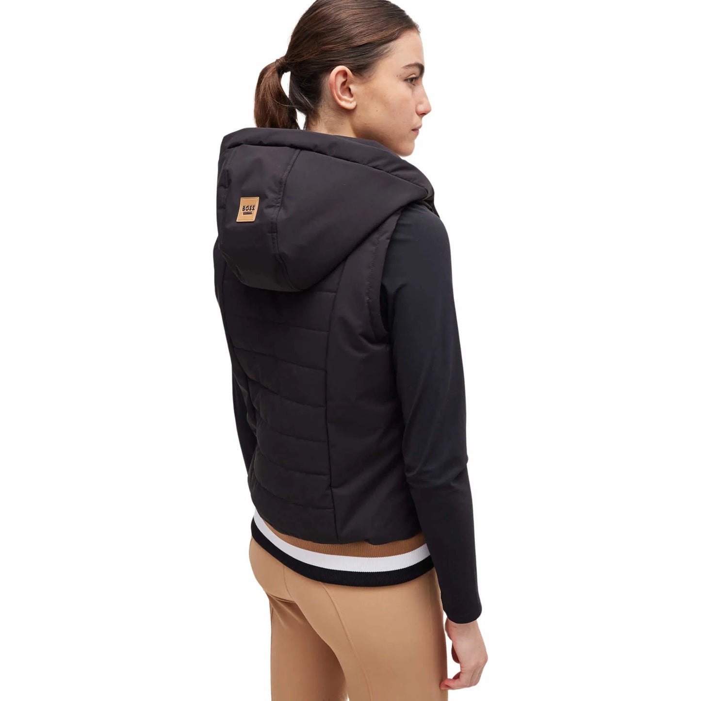 Lightweight down vest with hood in black Boss