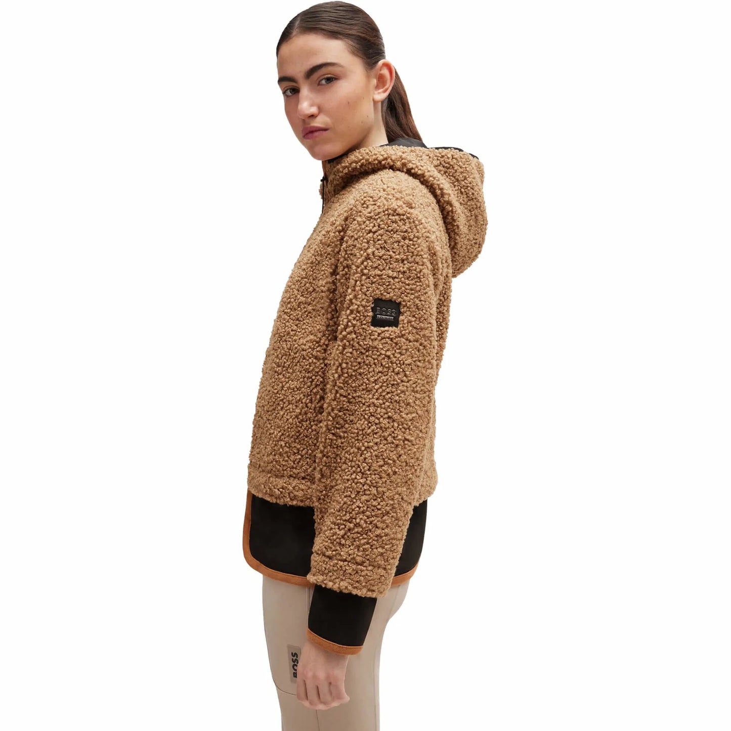 Teddy boa jacket in high-tech fibre, camel Boss
