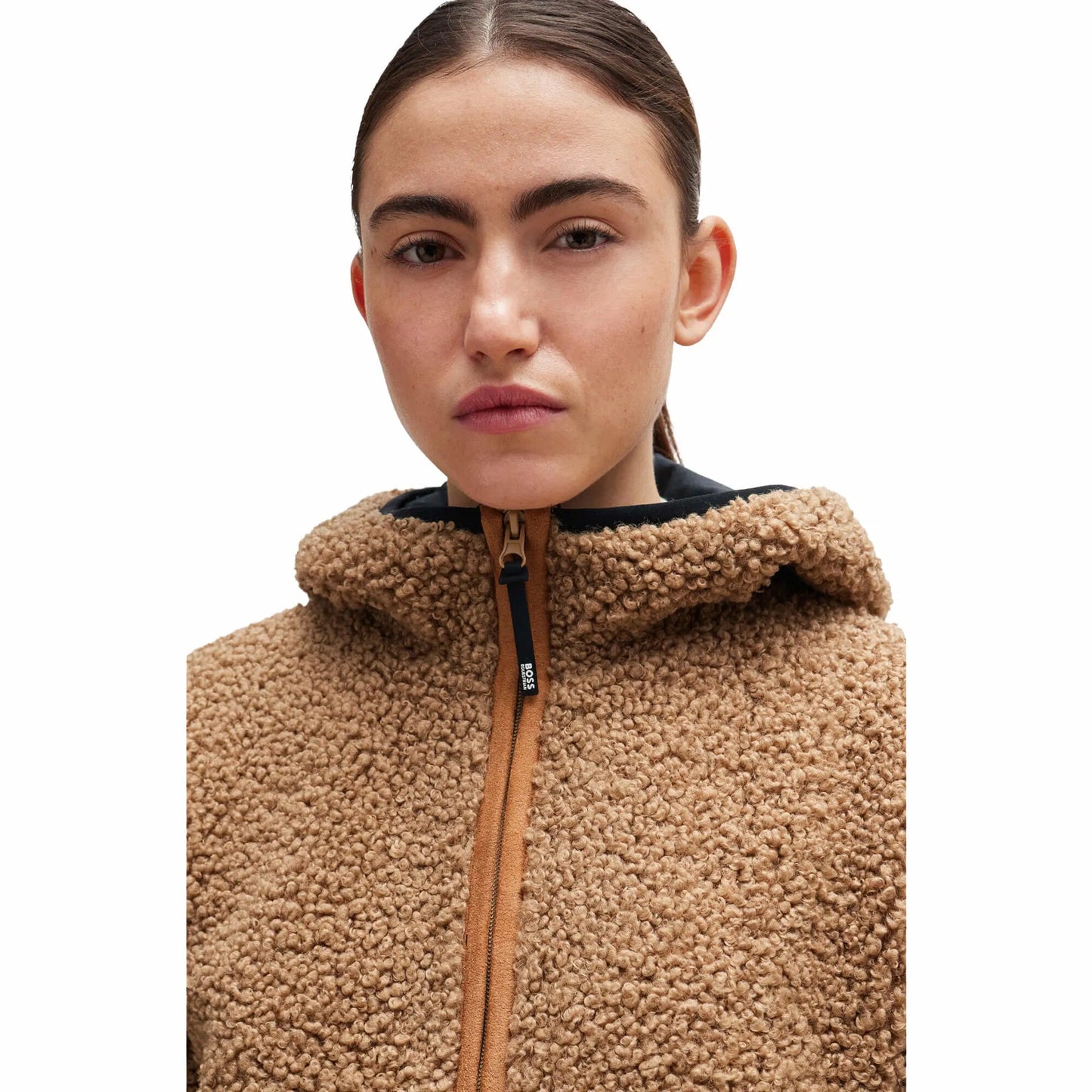 Teddy boa jacket in high-tech fibre, camel Boss