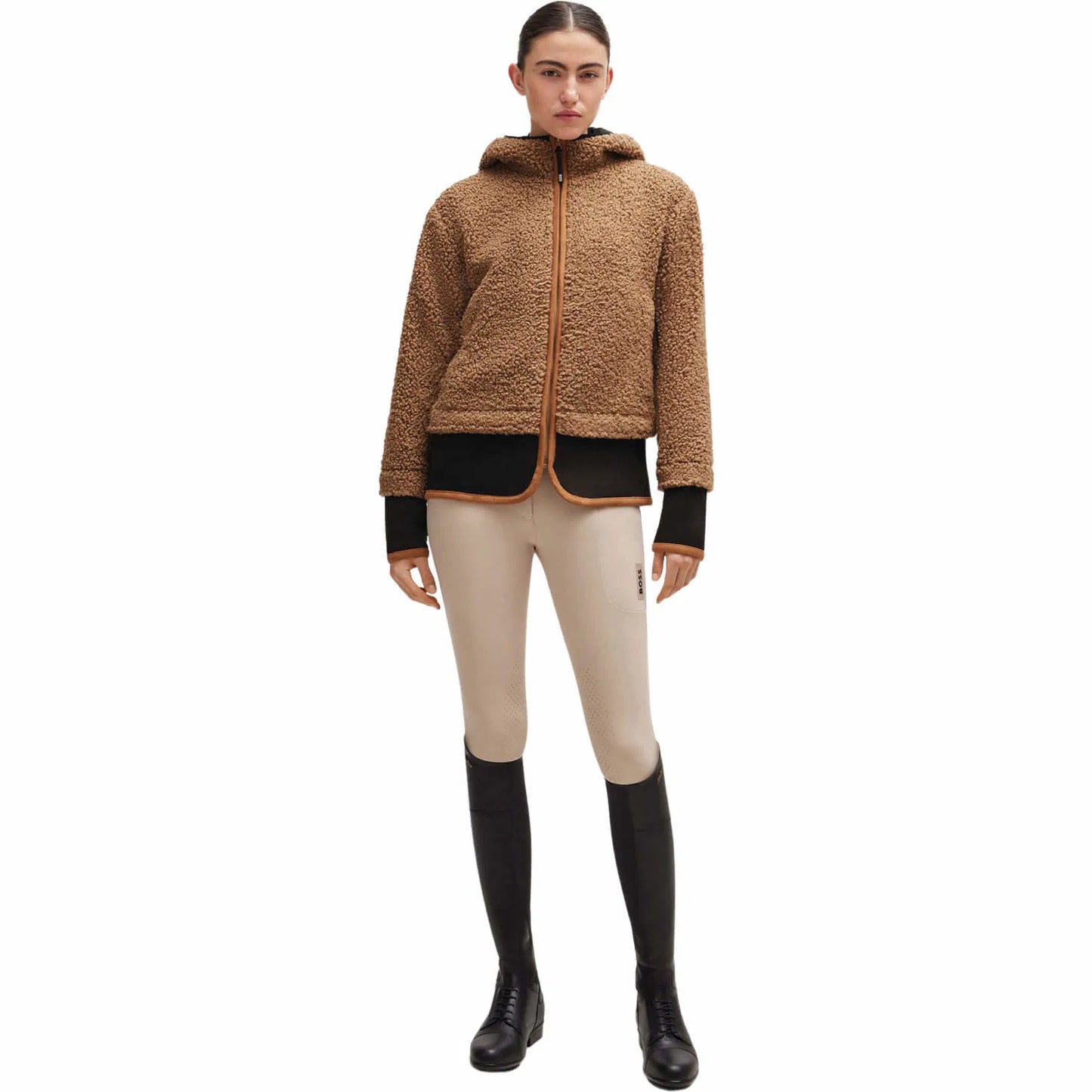 Teddy boa jacket in high-tech fibre, camel Boss