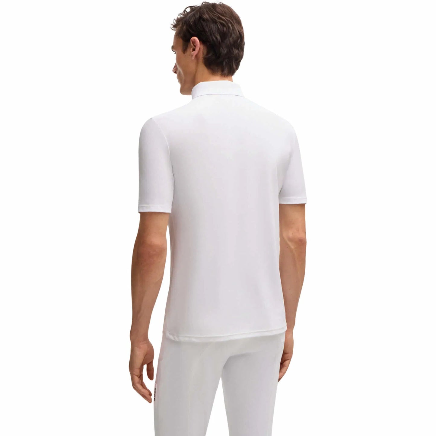Men's Power Stretch Competition Shirt with Tie Holder, Short Sleeve, White/Blue, Boss