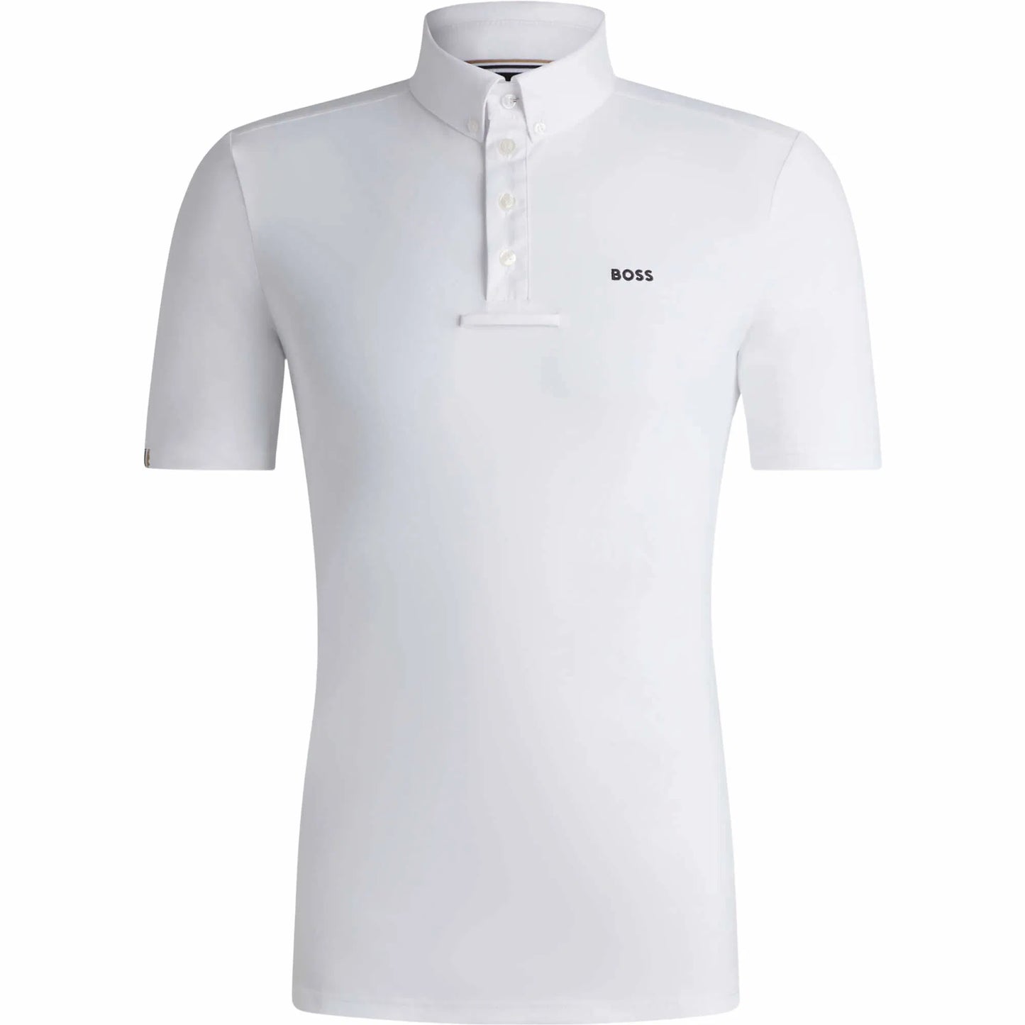 Men's Power Stretch Competition Shirt with Tie Holder, Short Sleeve, White/Blue, Boss