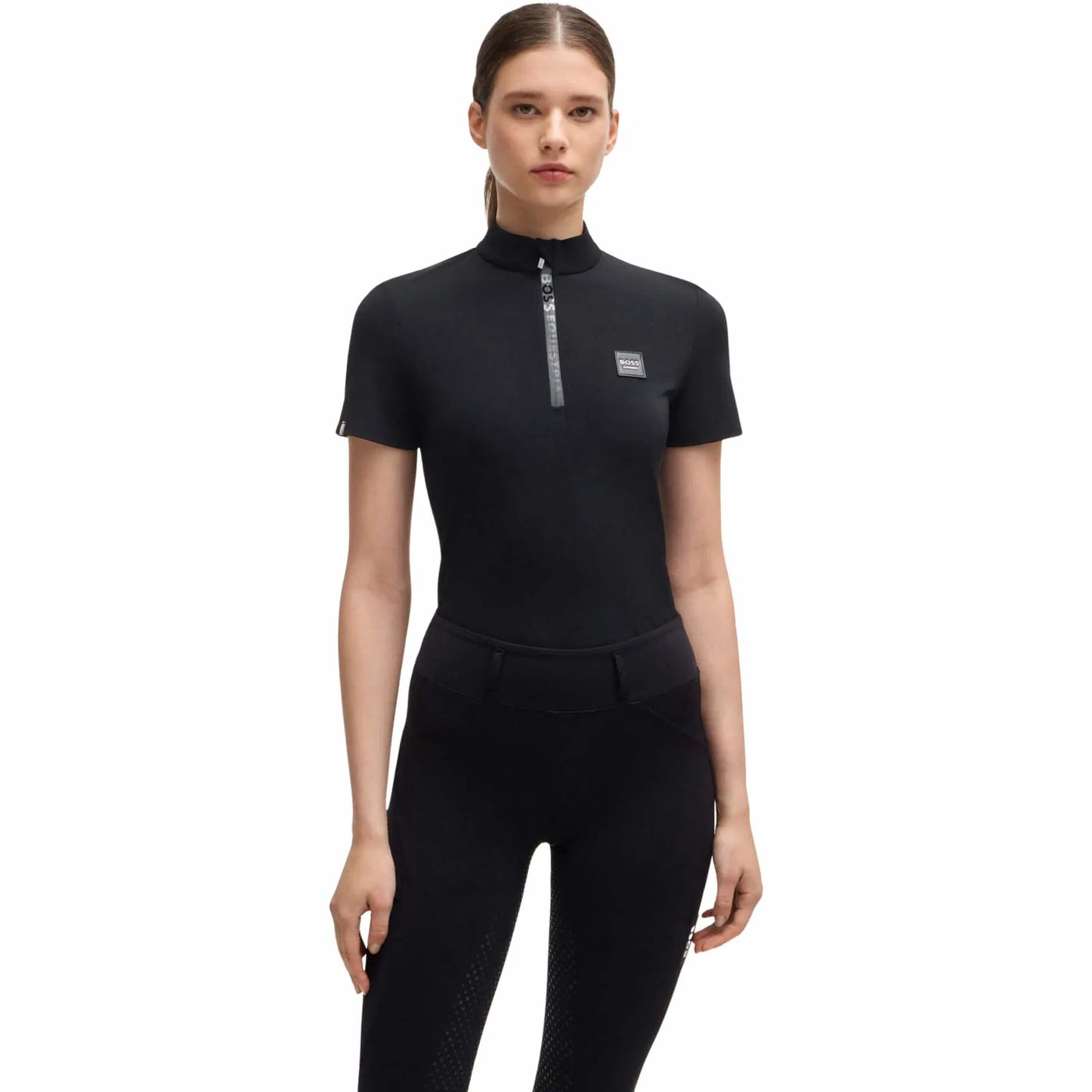 Short-sleeved training top in power sports material in black/pink/pearl/blue by Boss