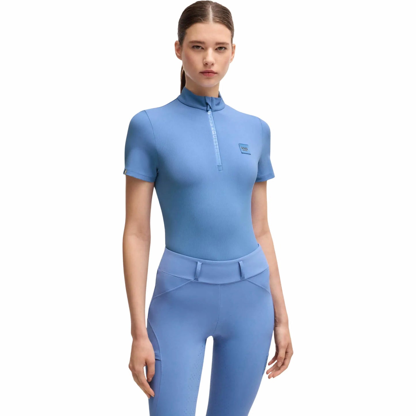 Short-sleeved training top in power sports material in black/pink/pearl/blue by Boss