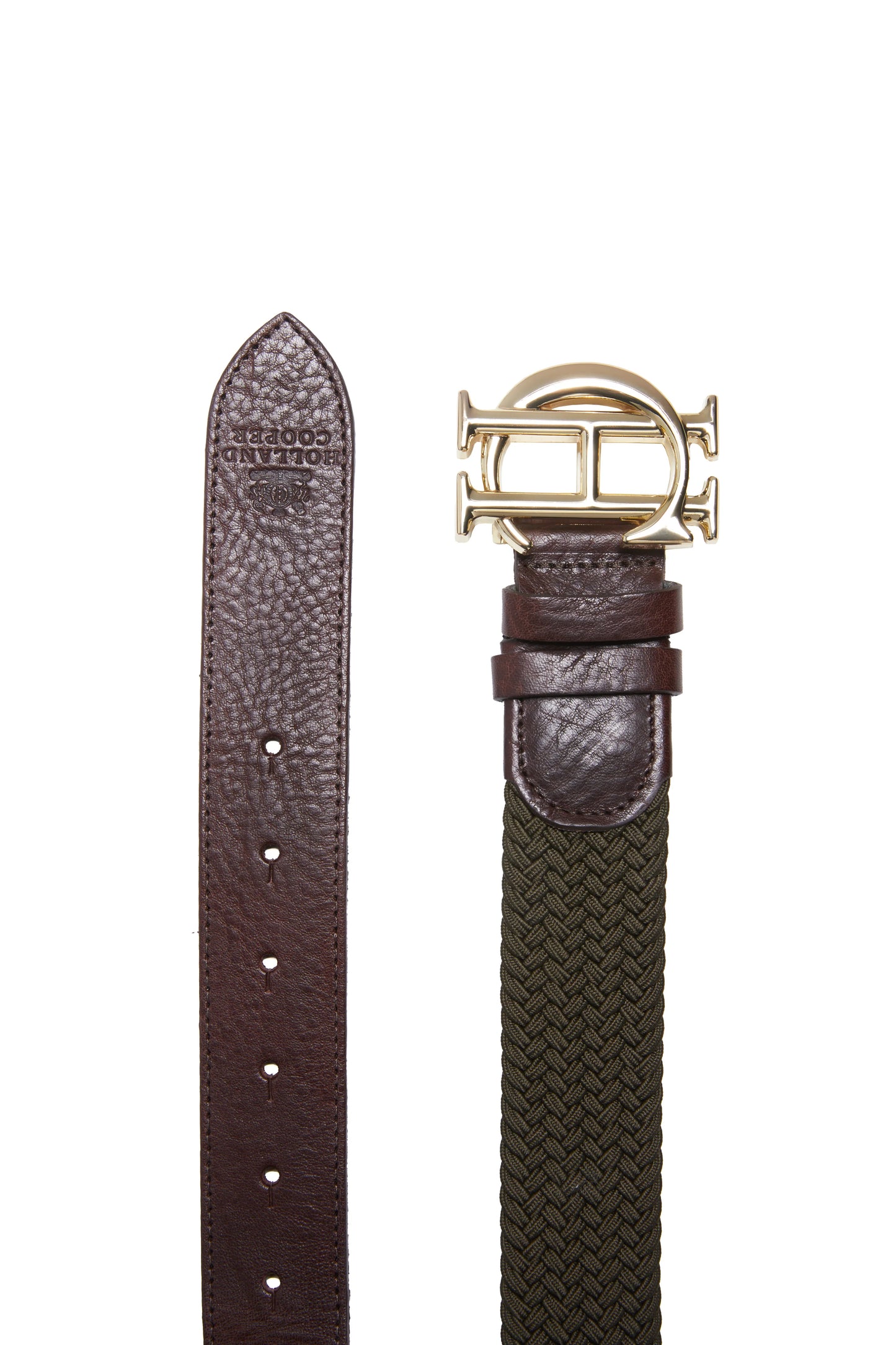 乗馬用ベルト メッシュストレッチ ロゴバックル レディース Holland Cooper フォレストグリーン/トープ