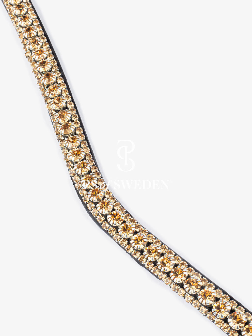 Golden Swarovski Crystal Bracelet Black/Brown Genuine Leather PS of Sweden