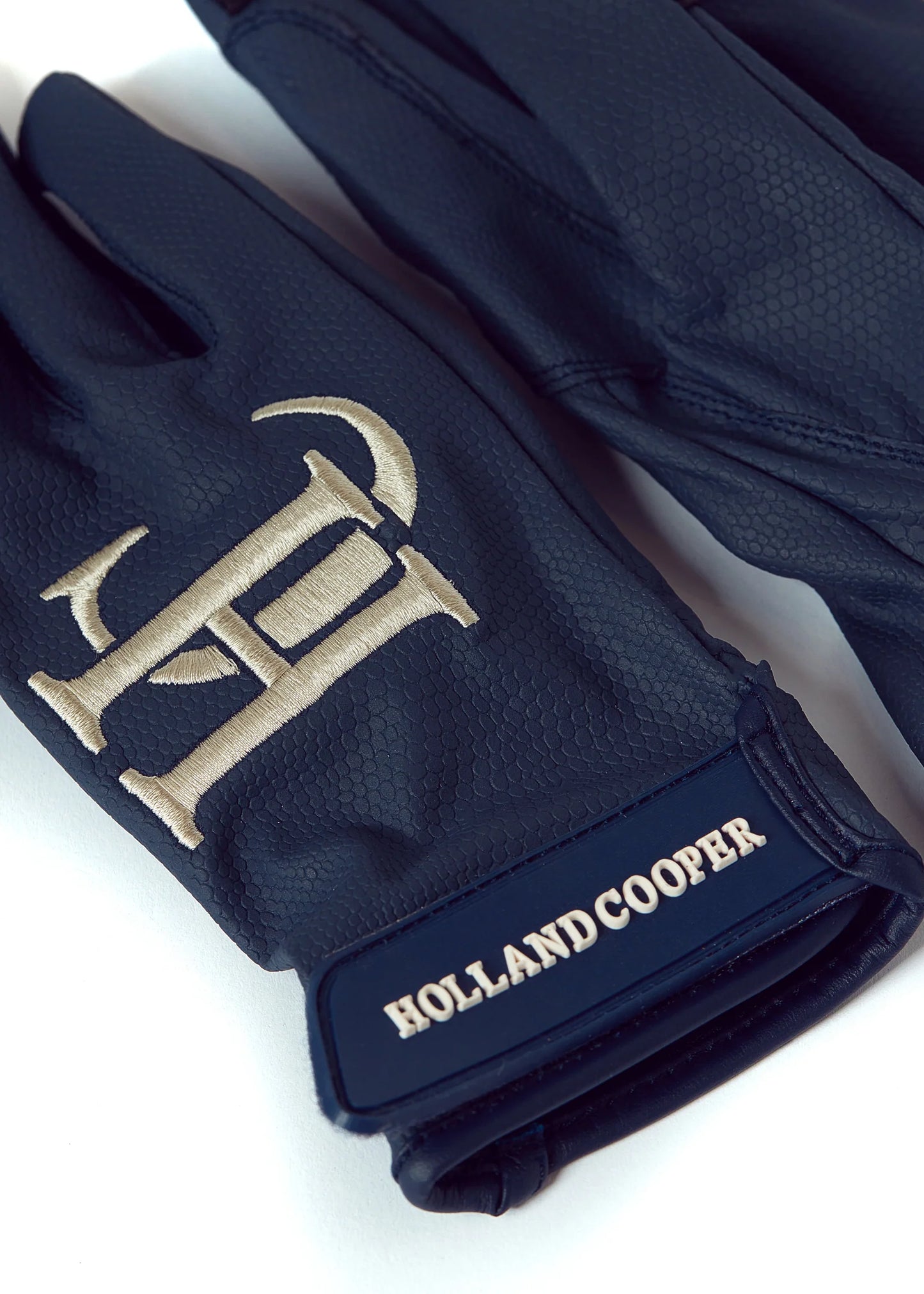 Technical Leather Riding Gloves with Smartphone Control for Women, Black/Navy, Holland Cooper