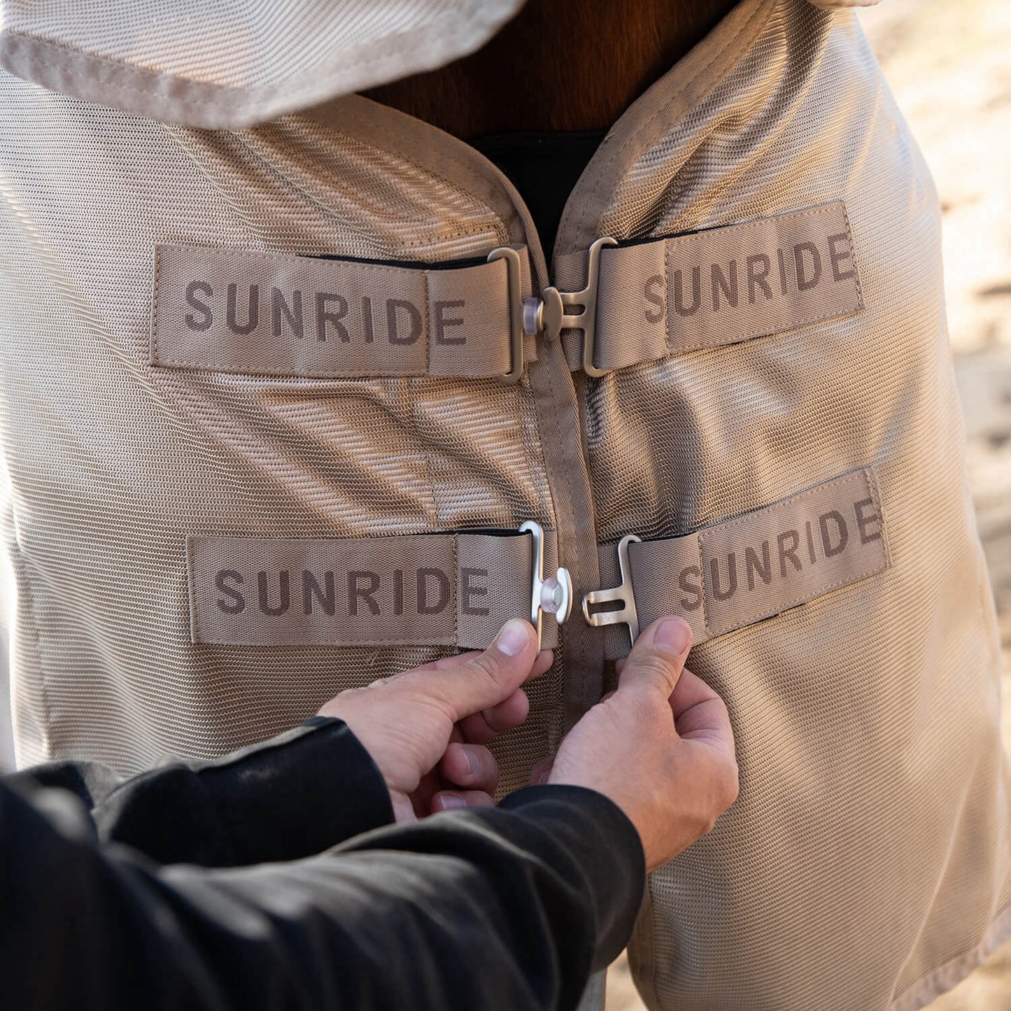 【暑い日用】虫除け馬着 太陽光反射素材 ブラウン ネックパート付き Sunride