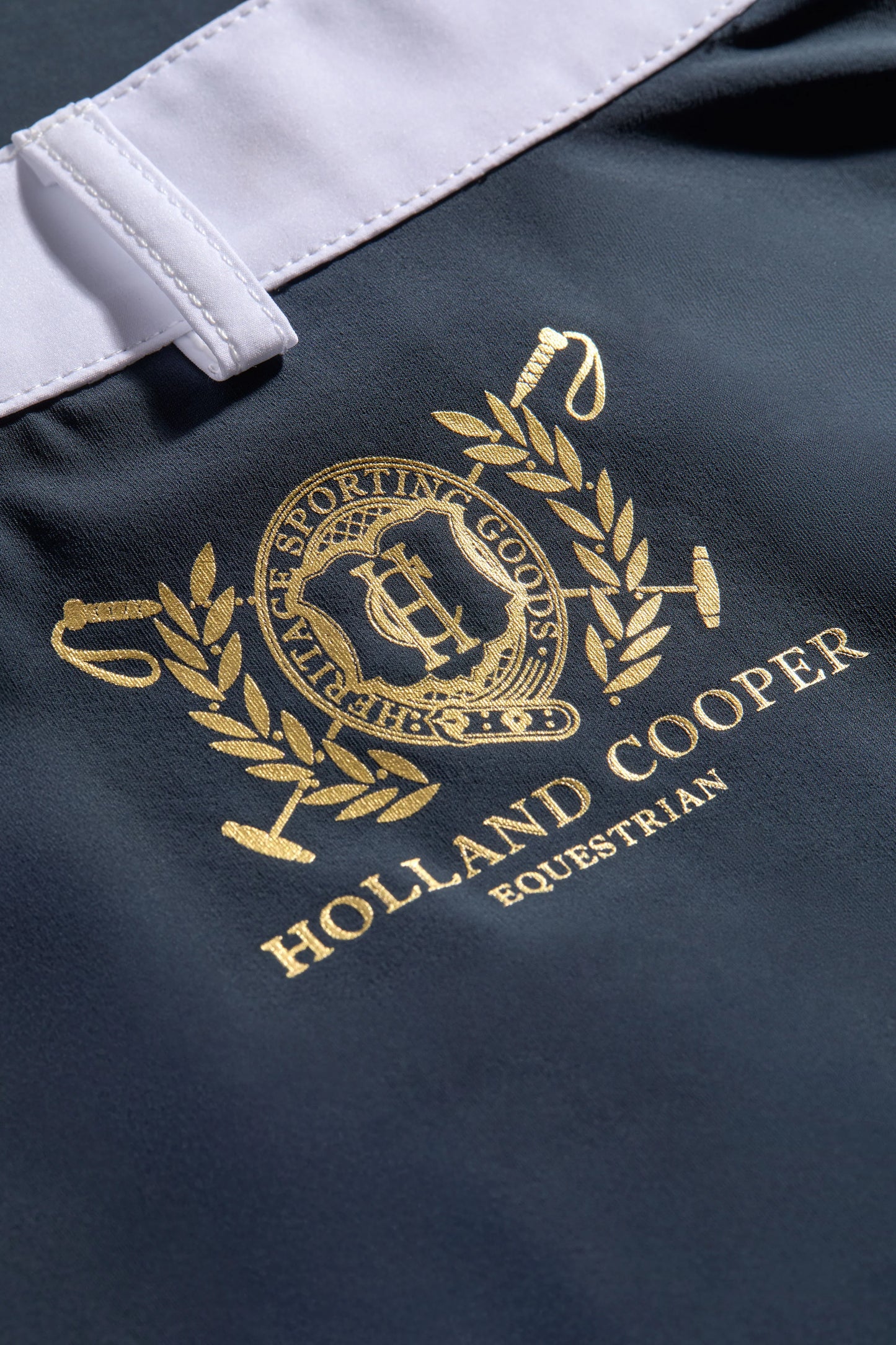 レディースストレッチ競技用シャツ 半袖 ダークネイビー/ホワイト Holland Cooper