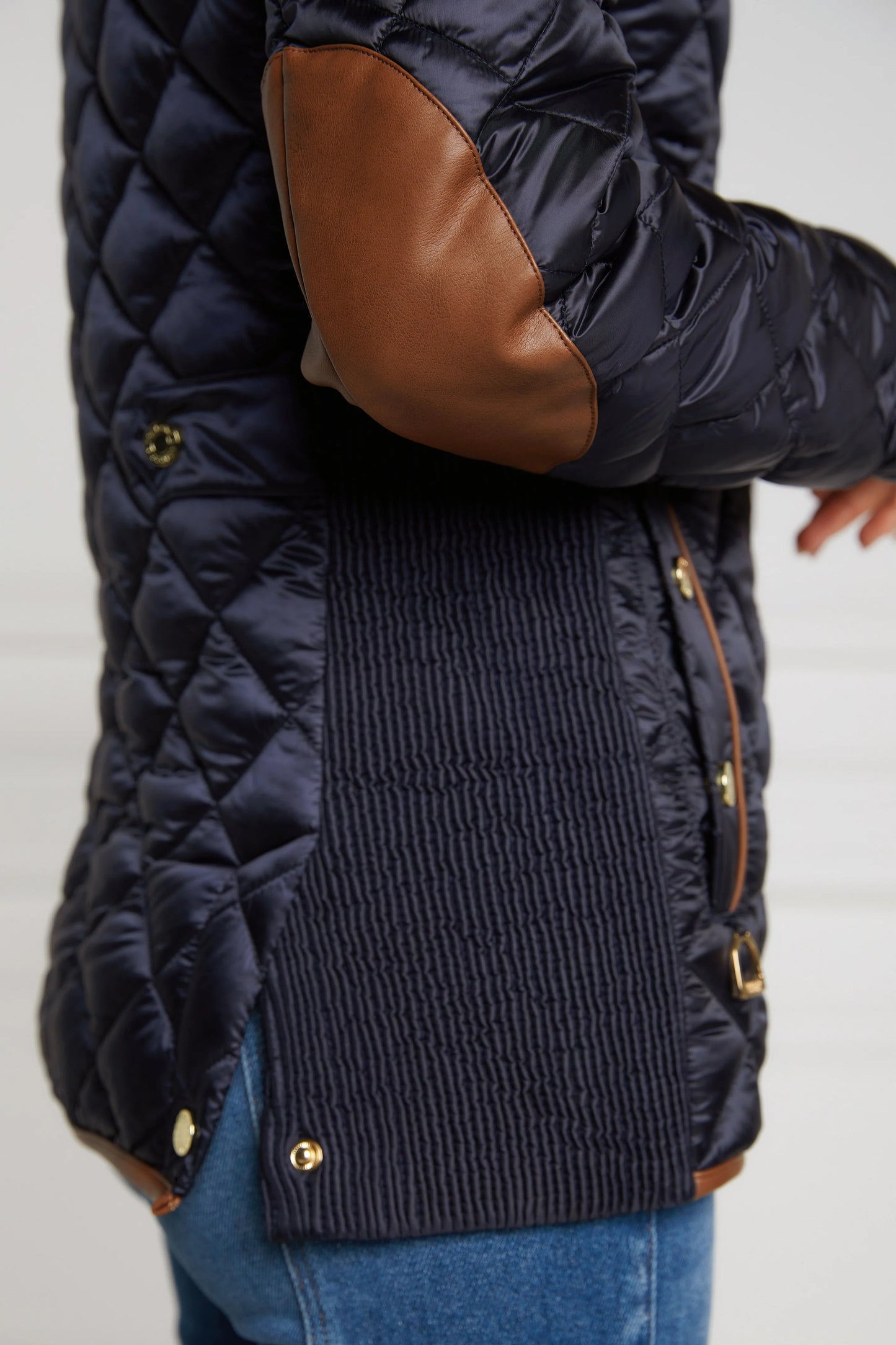 Women's quilted down jacket in black/khaki/dark navy/chocolate by Holland Cooper