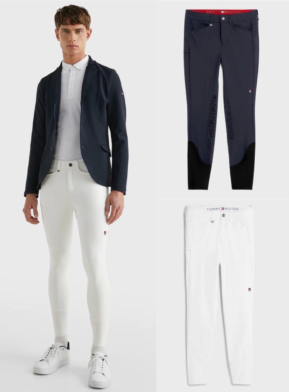Men's Summer Riding Culottes, Knee Grip, Navy/White, Tommy Hilfiger Equestrian