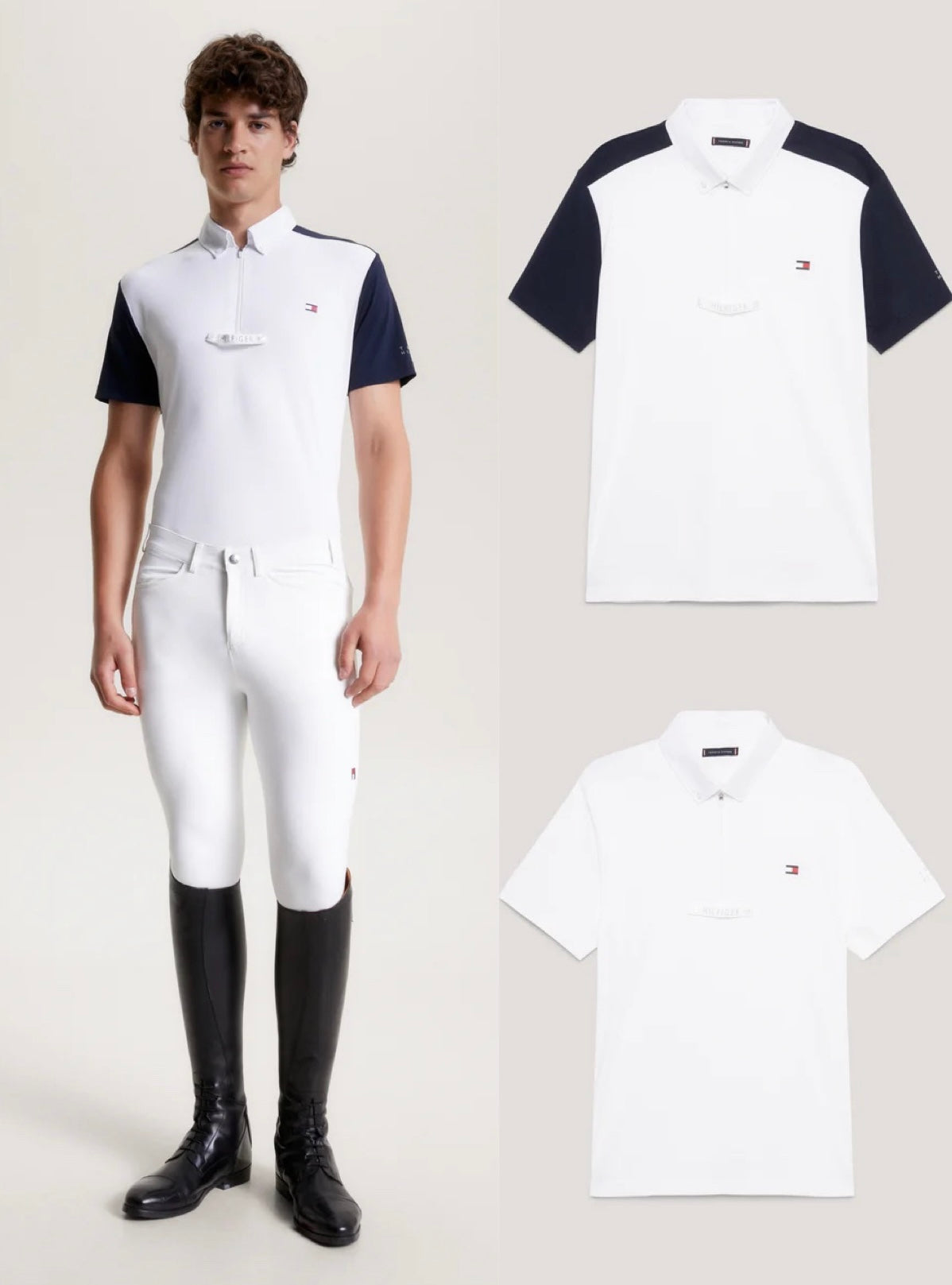 メンズ競技用半袖シャツ ホワイト/ブラック Tommy Hilfiger メンズ競技用半袖シャツ ホワイト/ブラック Tommy Hilfiger