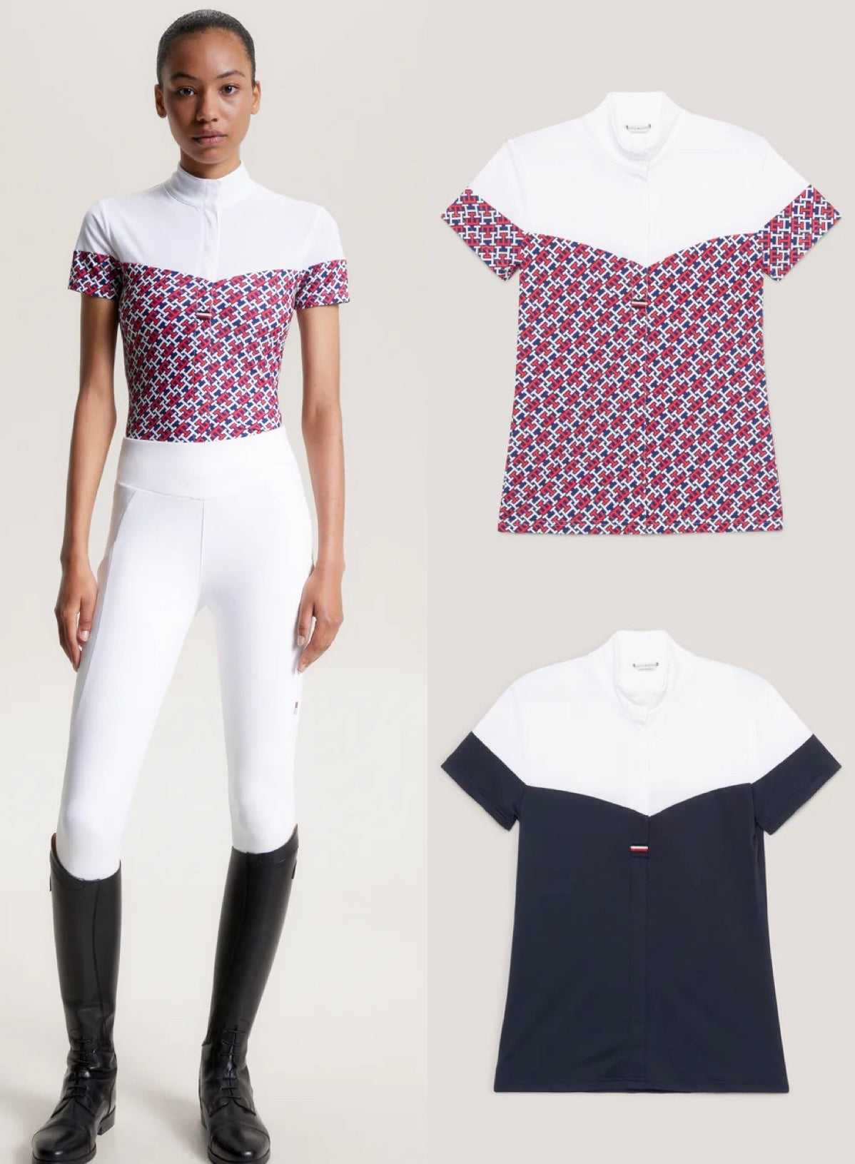 競技用半袖シャツ ブロックカラー ネイビー/マルチカラー Tommy Hilfiger Equestrian