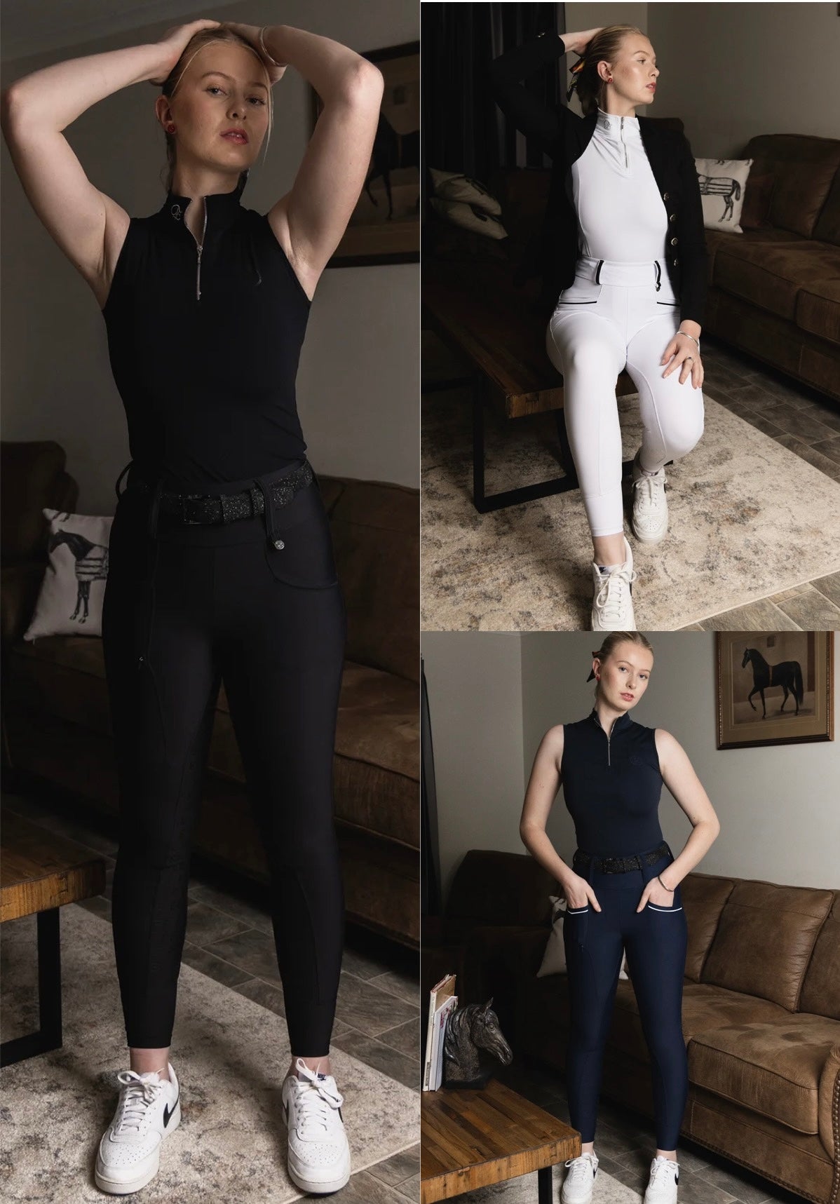 Women's Summer Full Grip Leggings with Zip Pockets, Antibacterial and Antiperspirant, Eloquence Equestrian