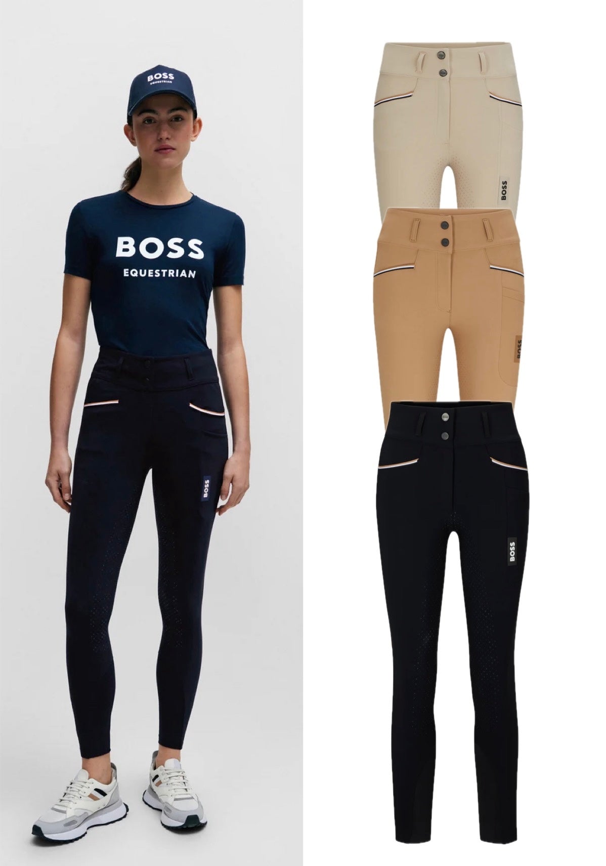 Summer high waist full grip culottes in beige/black with smartphone pocket Hugo Boss