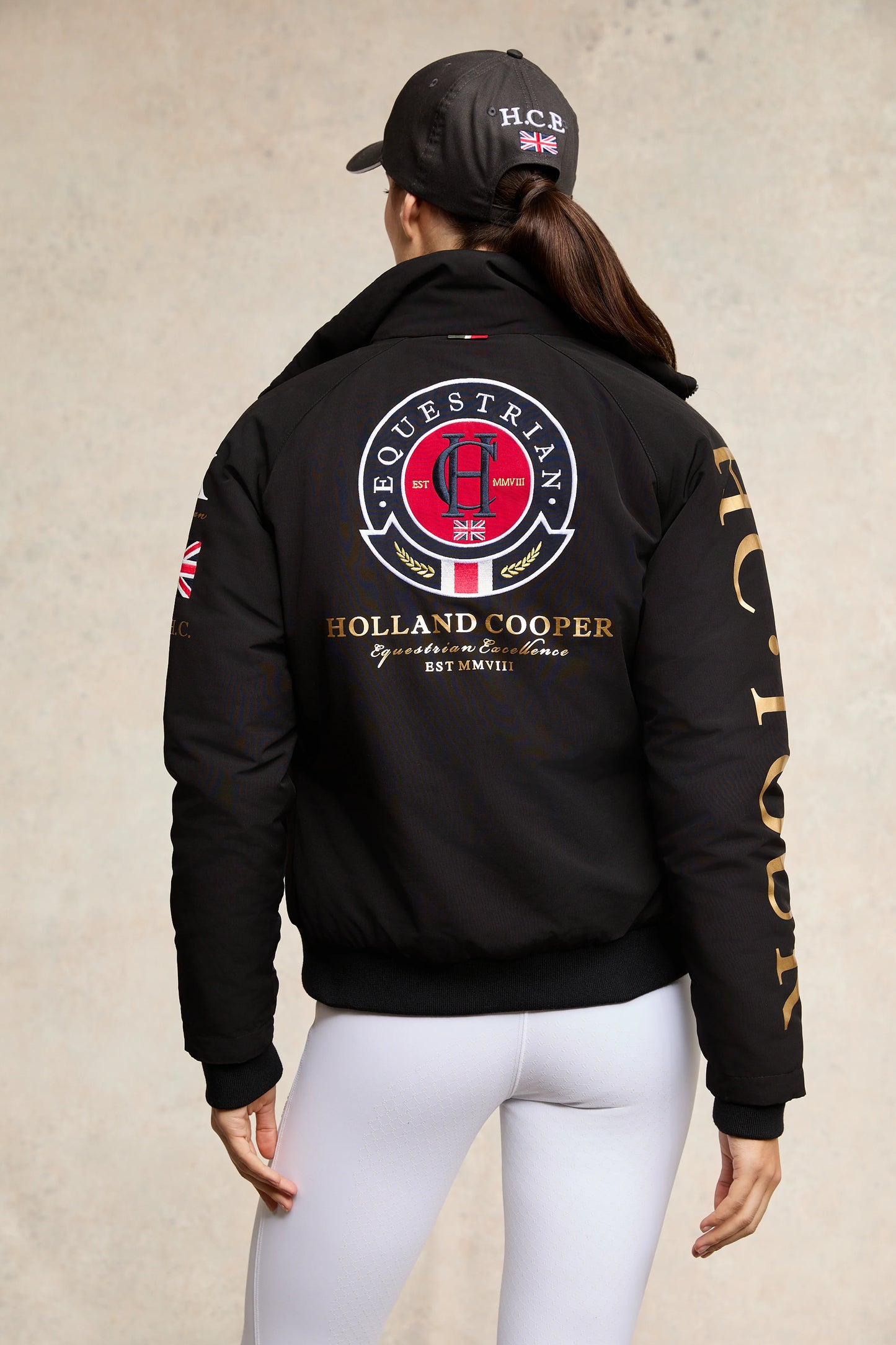 ユニセックスシェルダウンジャケット 裏起毛 撥水加工 ネイビー/ブラック Holland Cooper