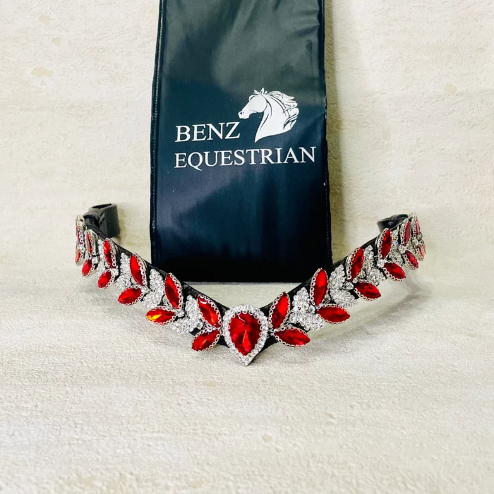 メガスパークル額革 ドロップスワロフスキー 4色 Benz Equestrian