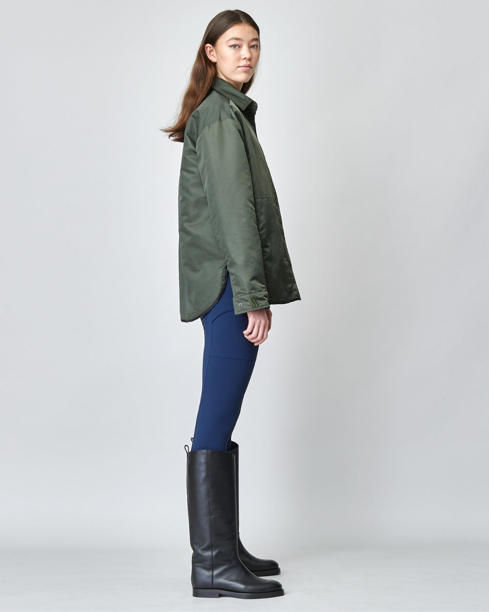 Reversible down jacket, 100% cotton, oversized, black/green, Yagya
