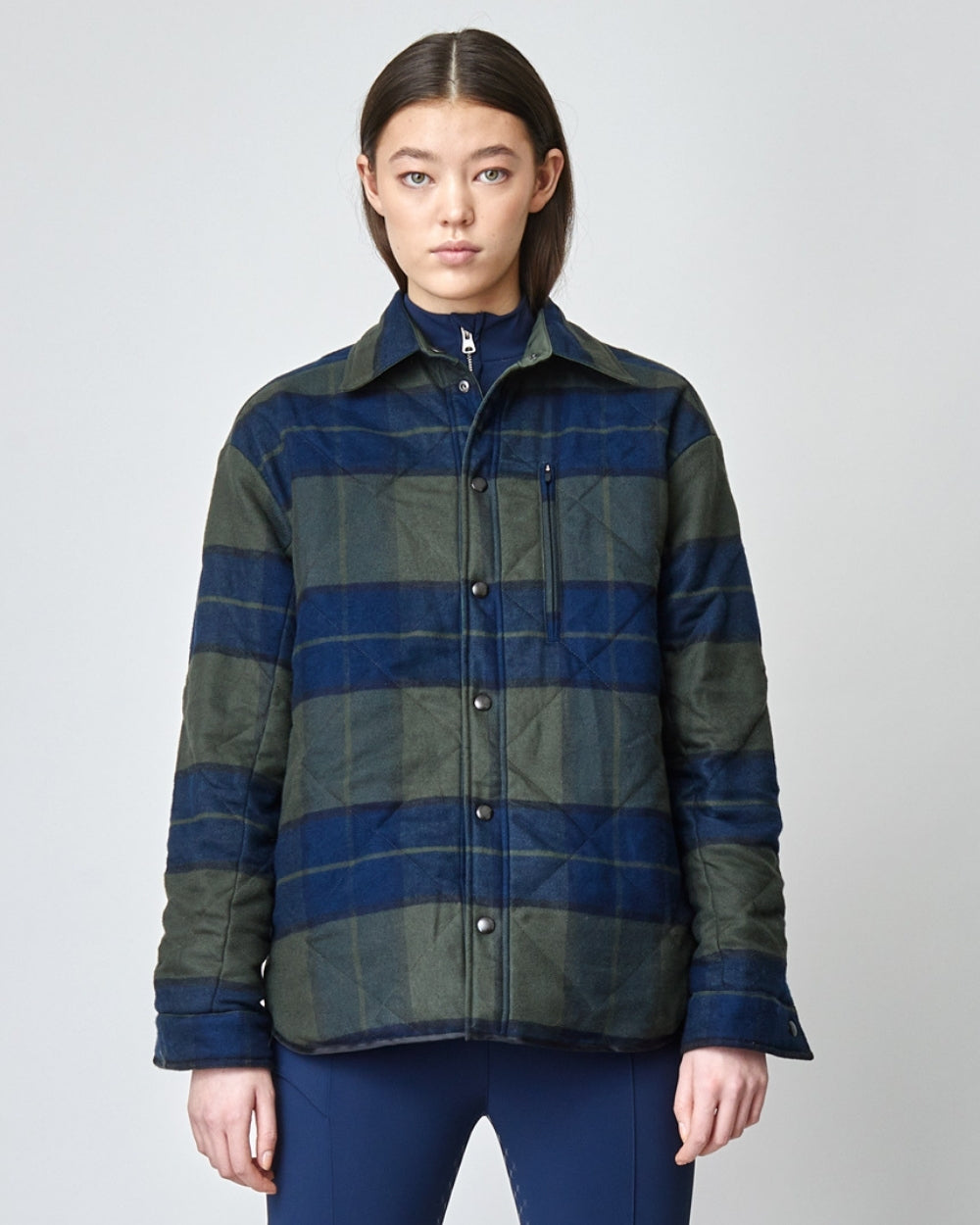 Reversible down jacket, 100% cotton, oversized, black/green, Yagya