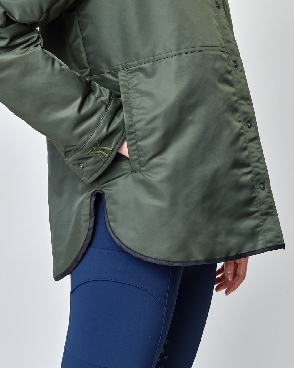 Reversible down jacket, 100% cotton, oversized, black/green, Yagya