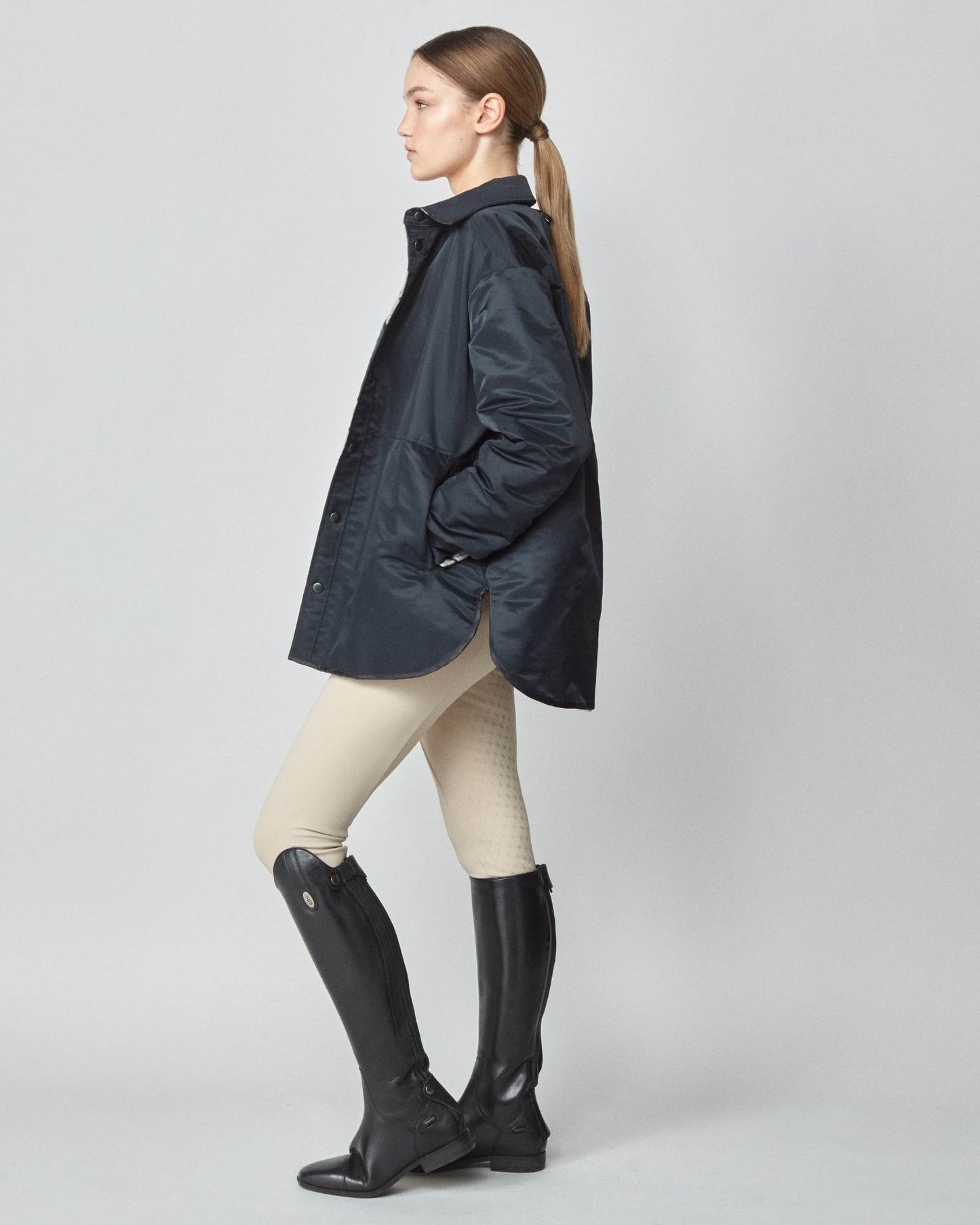 Reversible down jacket, 100% cotton, oversized, black/green, Yagya