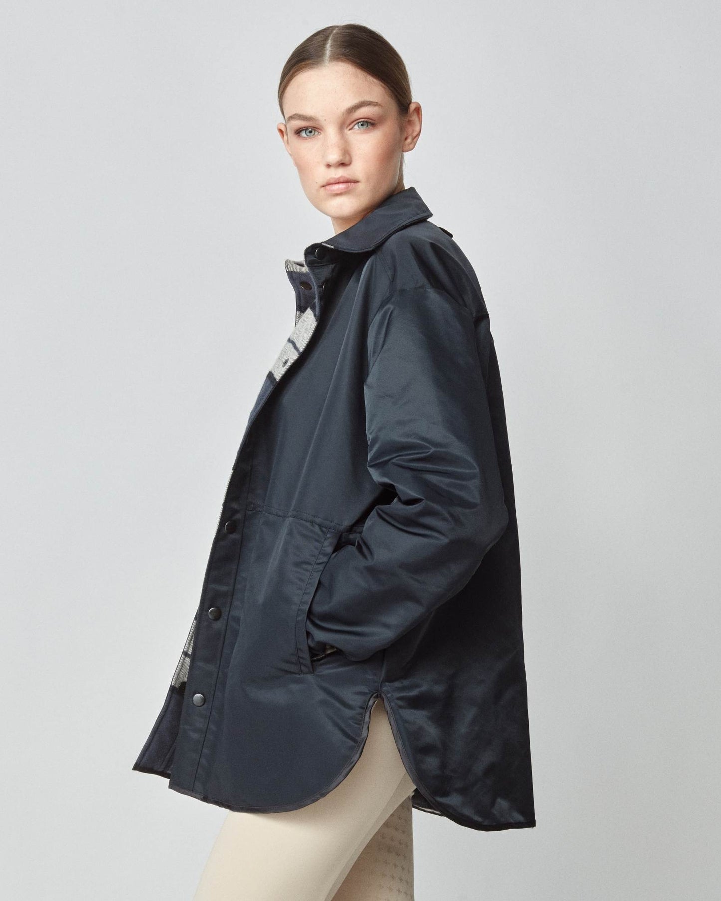 Reversible down jacket, 100% cotton, oversized, black/green, Yagya