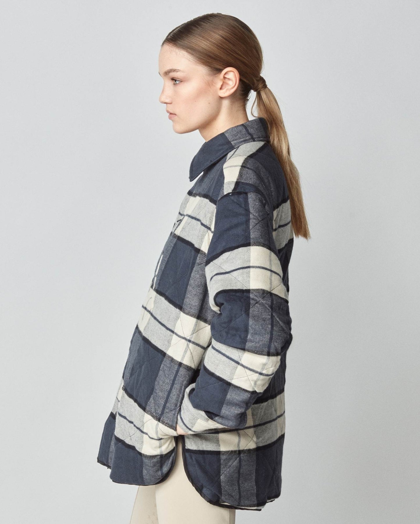 Reversible down jacket, 100% cotton, oversized, black/green, Yagya