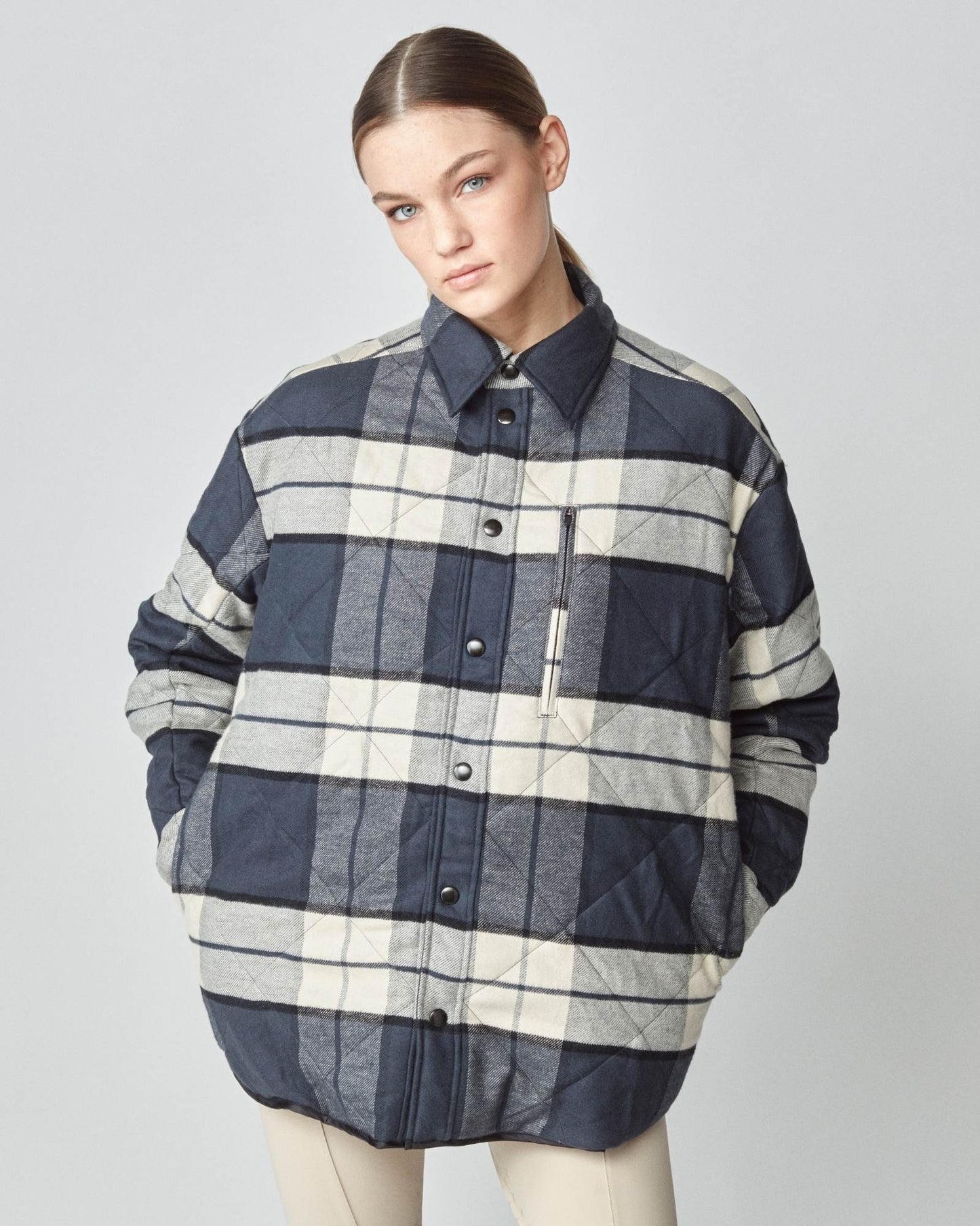 Reversible down jacket, 100% cotton, oversized, black/green, Yagya