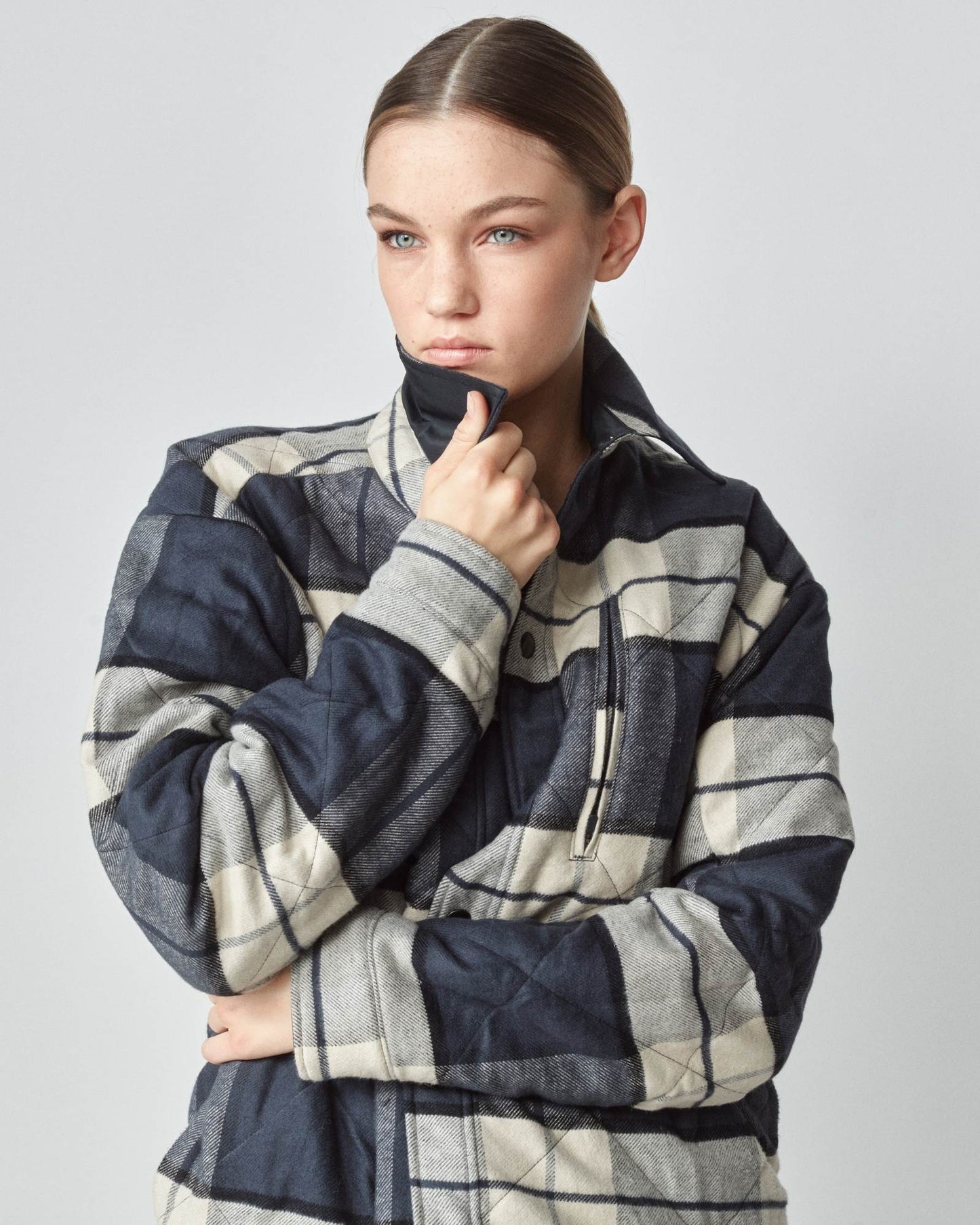 Reversible down jacket, 100% cotton, oversized, black/green, Yagya