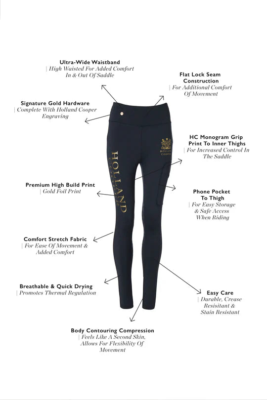 Holland Cooper Women's Summer Riding Leggings Culottes High Waist Knee Grip