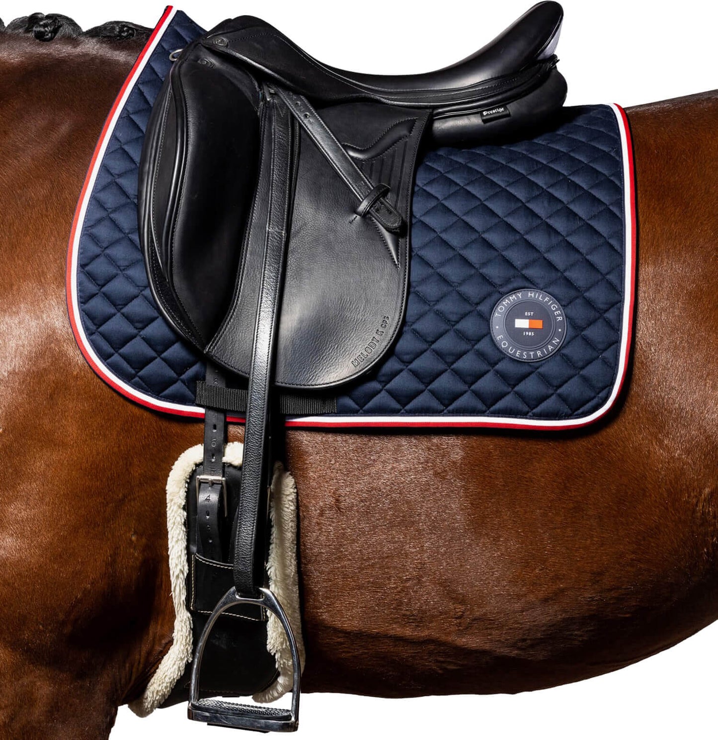 ワッフルキルティング馬場用ゼッケン ホワイト/ネイビー Tommy Hilfiger Equestrian