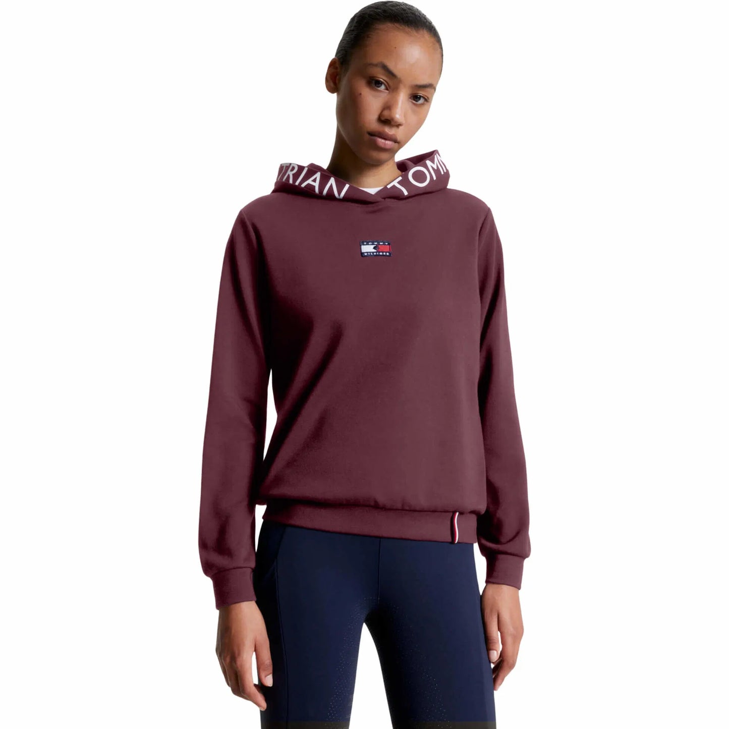 Tommy Hilfiger Equestrian Sweatshirt with Fleece Lining for Women, Navy/Rouge