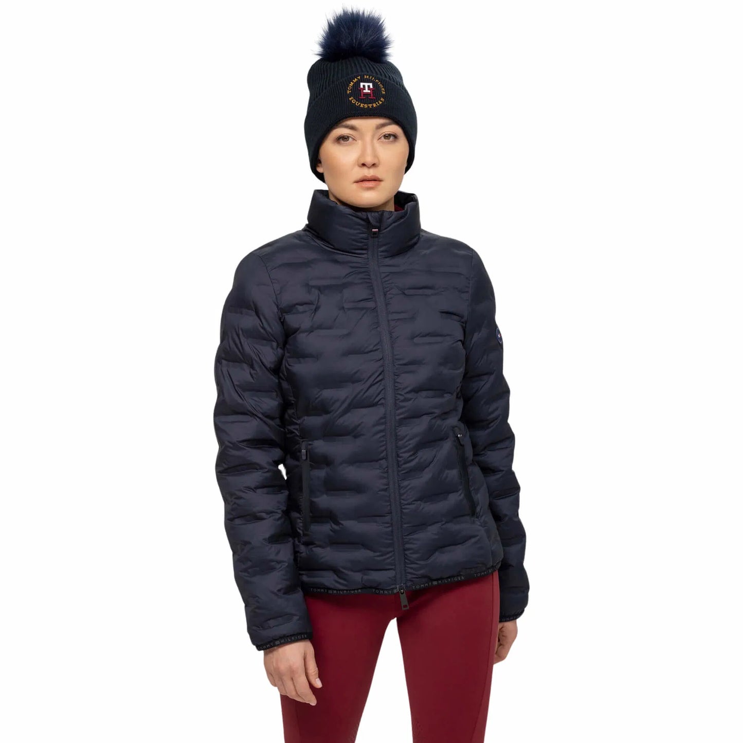 乗馬用キルティングダウンジャケット レディース ネイビー/ルージュ Tommy Hilfiger Equestrian