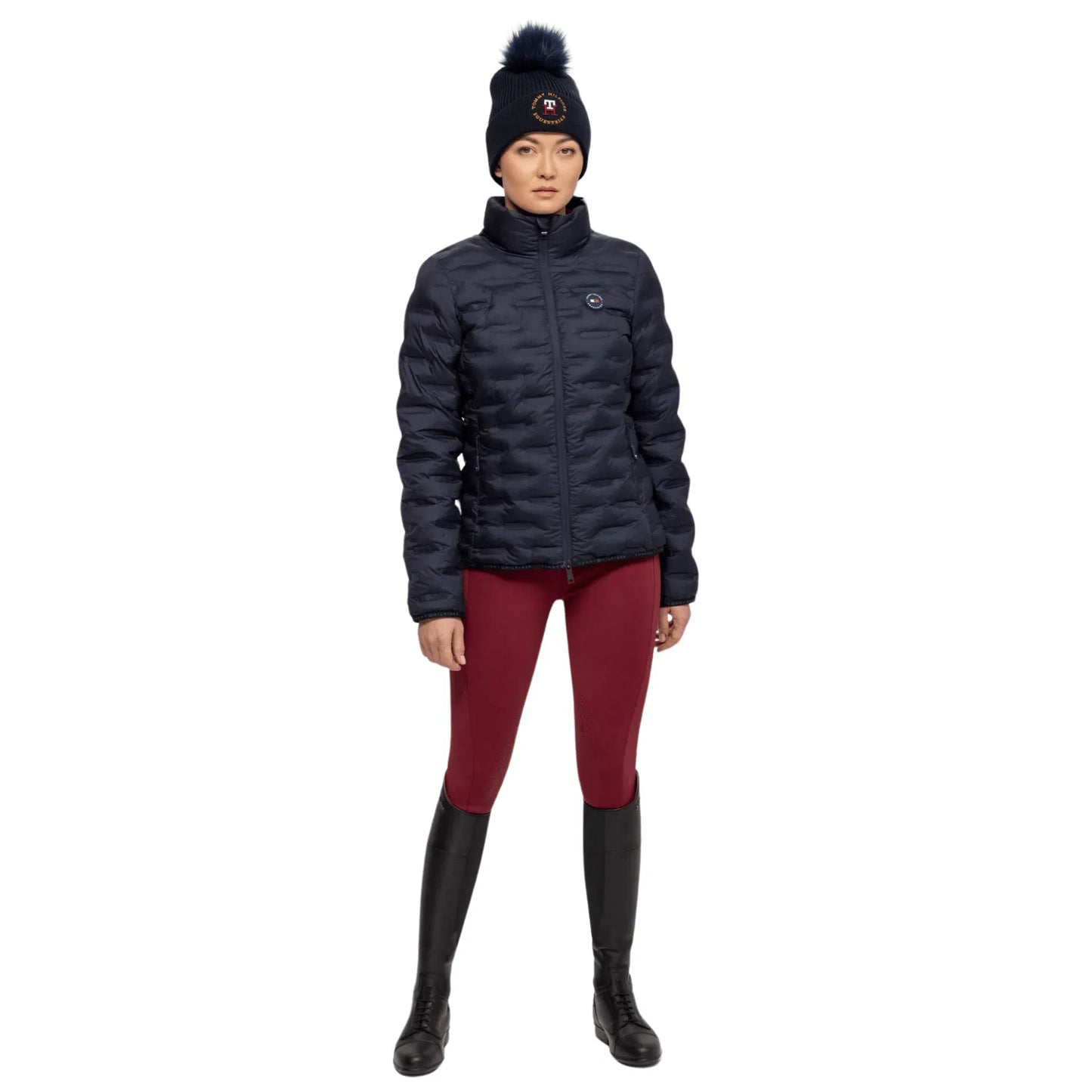 乗馬用キルティングダウンジャケット レディース ネイビー/ルージュ Tommy Hilfiger Equestrian