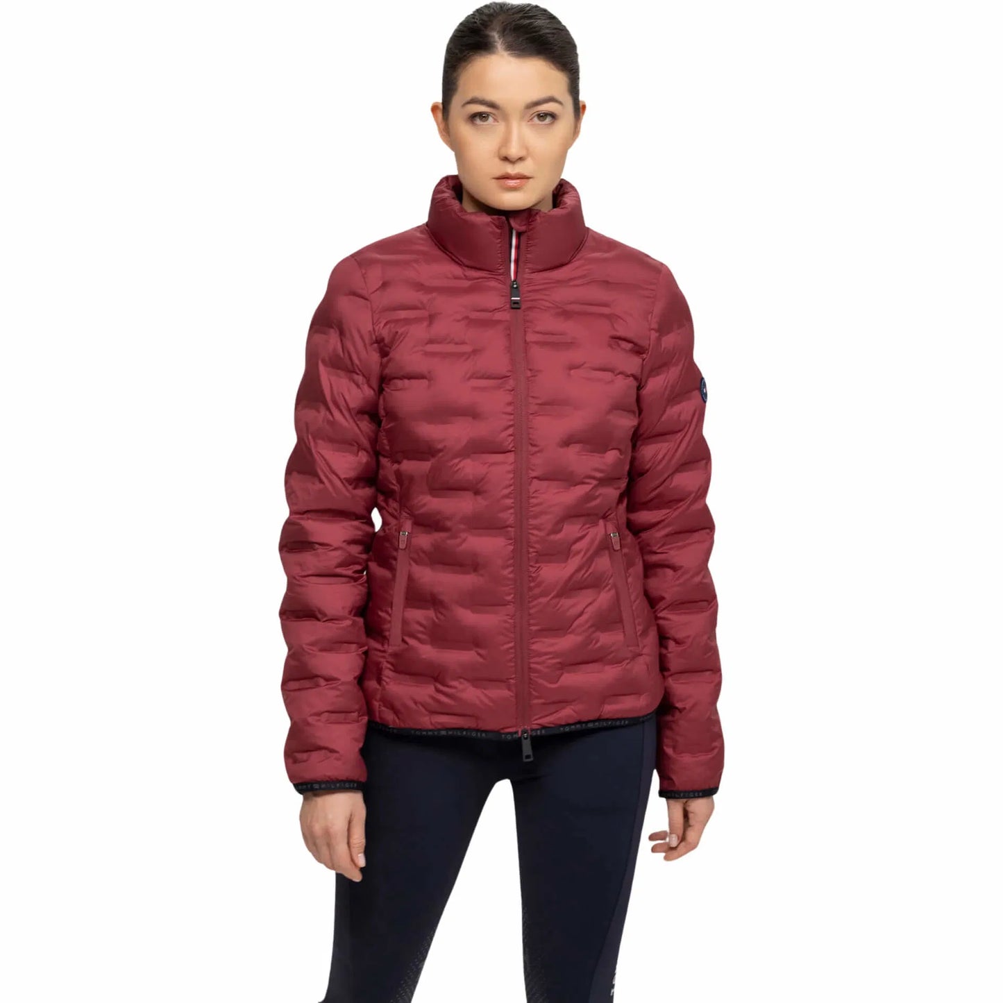 乗馬用キルティングダウンジャケット レディース ネイビー/ルージュ Tommy Hilfiger Equestrian