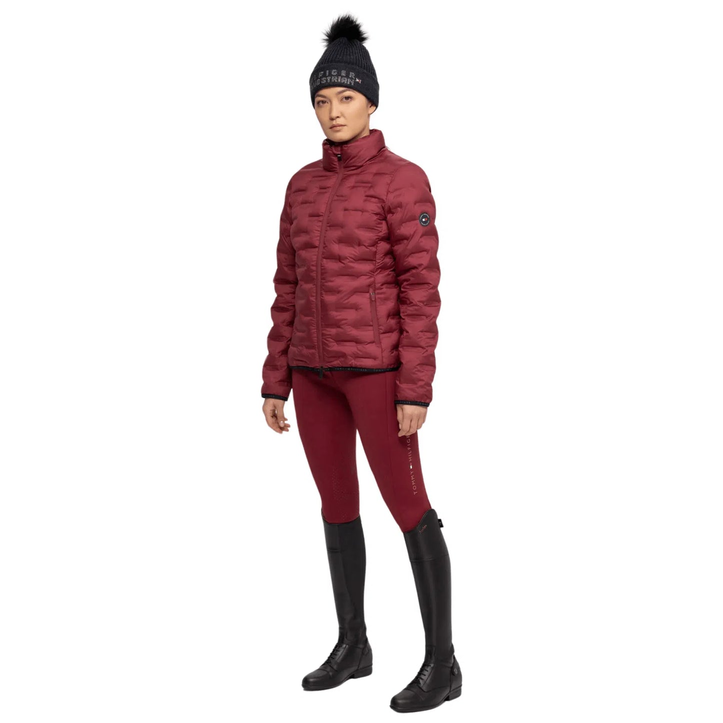 乗馬用キルティングダウンジャケット レディース ネイビー/ルージュ Tommy Hilfiger Equestrian