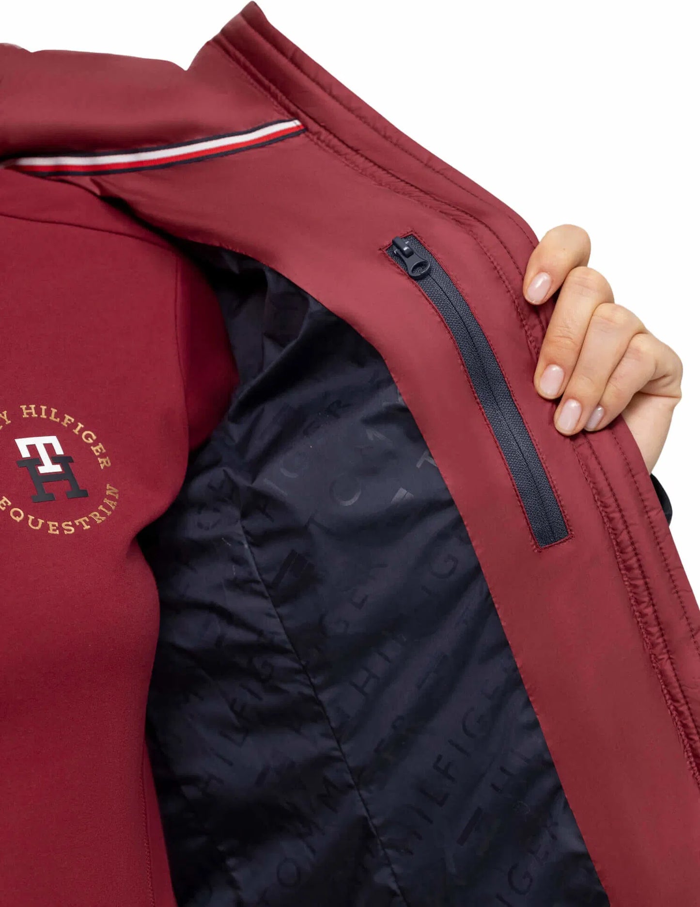 乗馬用キルティングダウンジャケット レディース ネイビー/ルージュ Tommy Hilfiger Equestrian