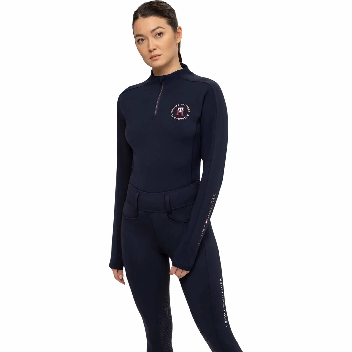 UVカット4wayストレッチトップス 速乾起毛素材 レディース 長袖 Tommy Hilfiger Equestrian