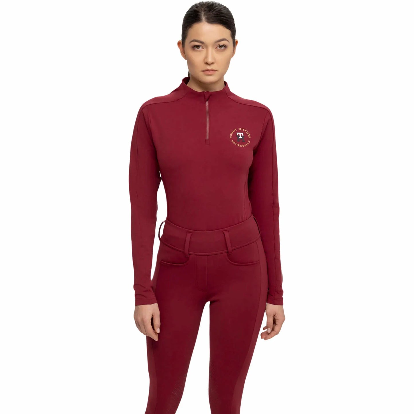 UVカット4wayストレッチトップス 速乾起毛素材 レディース 長袖 Tommy Hilfiger Equestrian