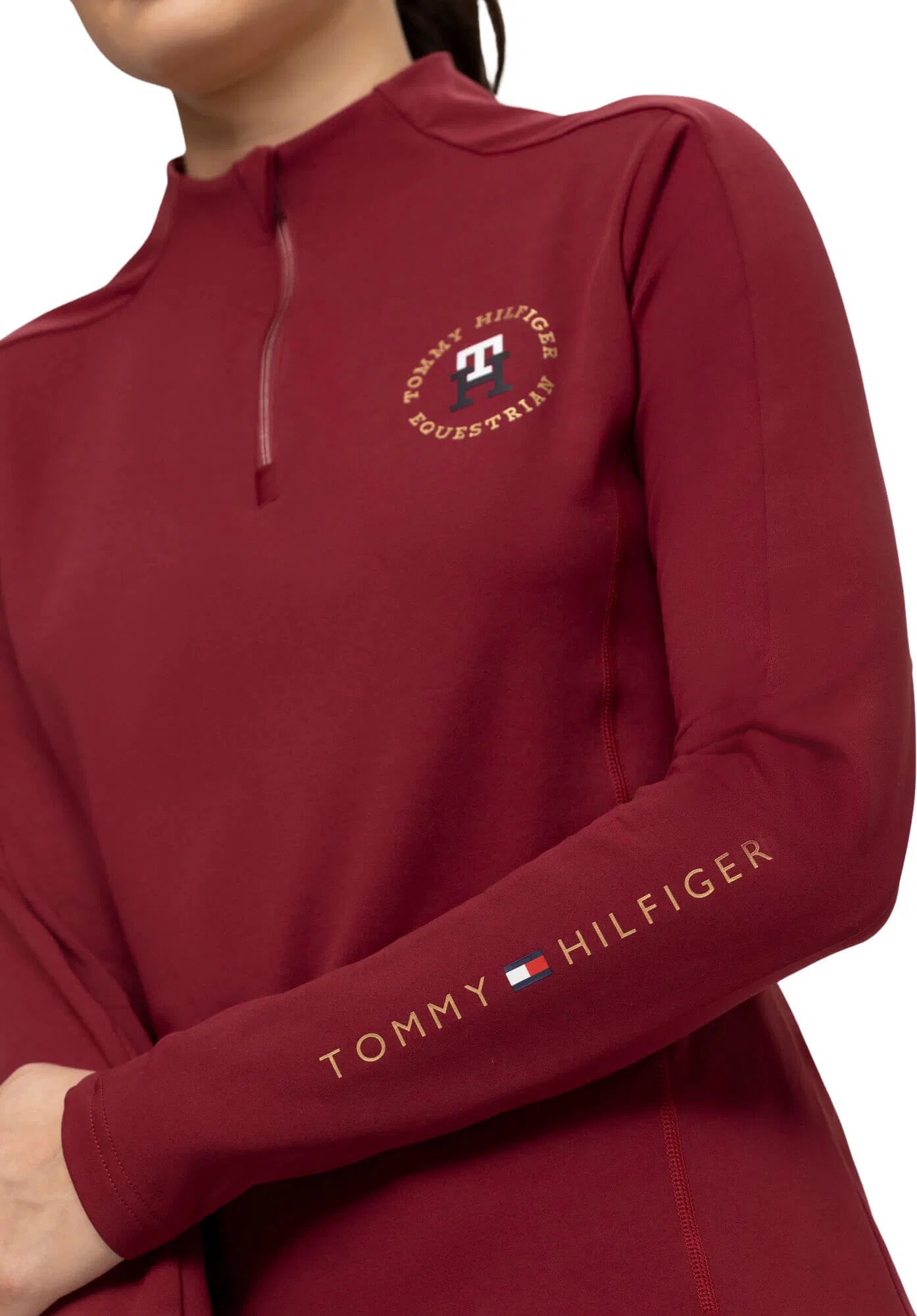 UVカット4wayストレッチトップス 速乾起毛素材 レディース 長袖 Tommy Hilfiger Equestrian