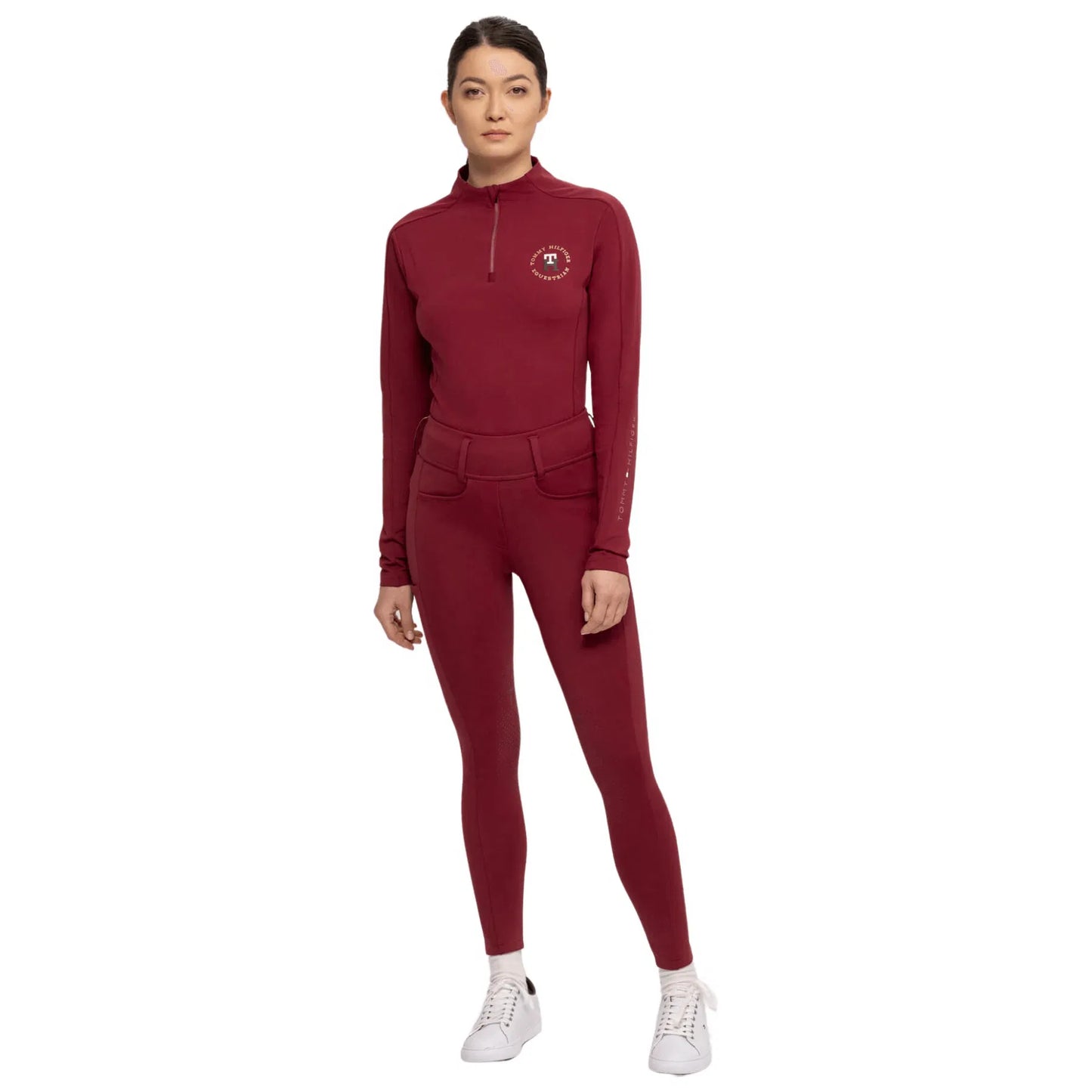 UVカット4wayストレッチトップス 速乾起毛素材 レディース 長袖 Tommy Hilfiger Equestrian