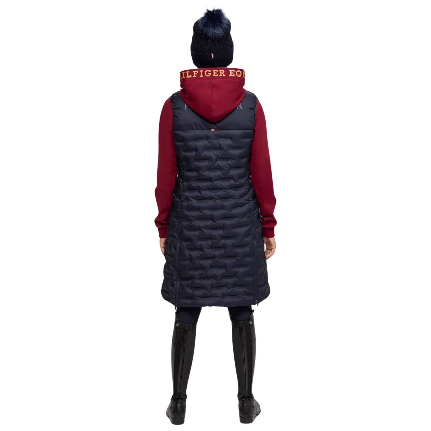 乗馬用キルティングロングダウンジャケット レディース ネイビー Tommy Hilfiger Equestrian